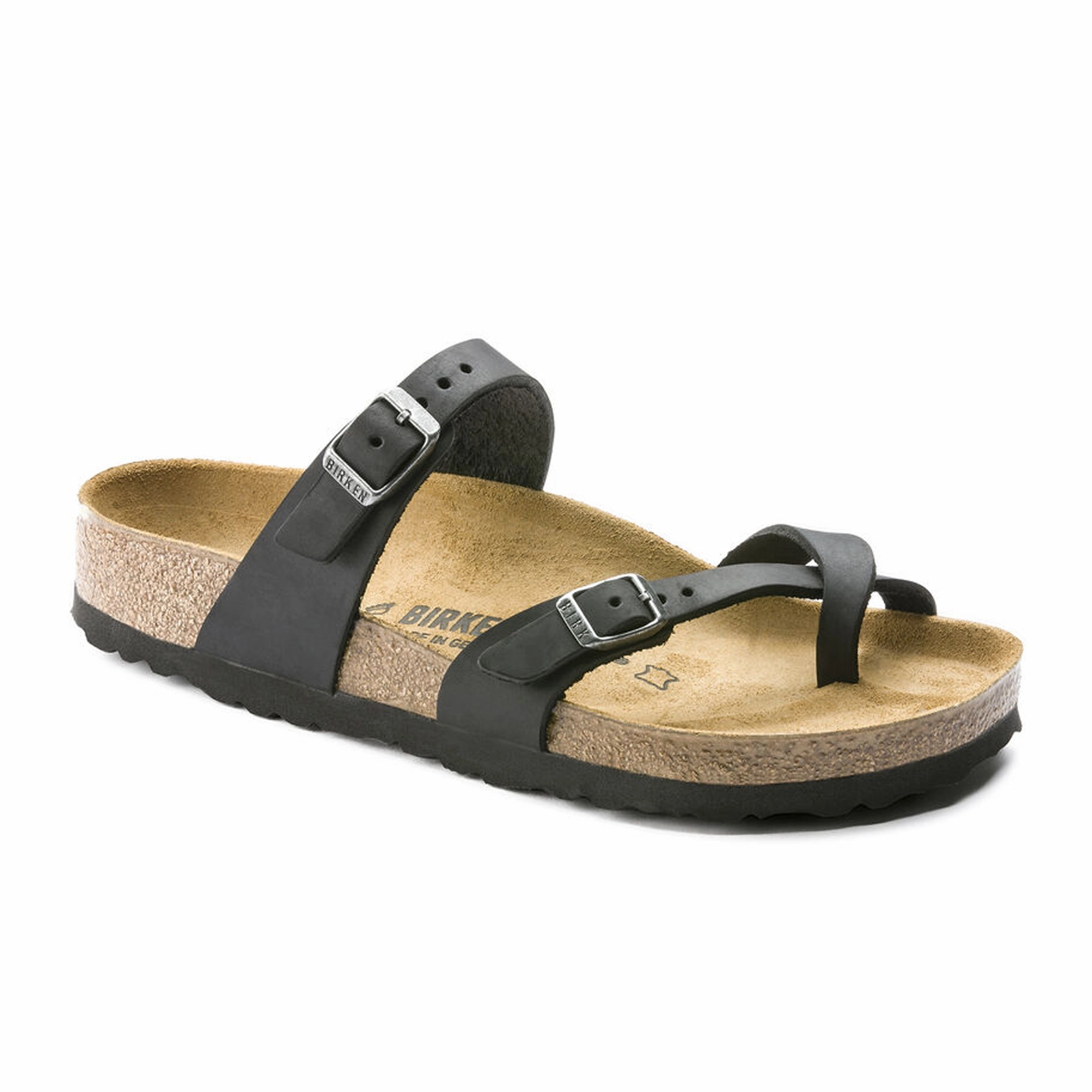 Back to Nature Stabilizing Arch Birkenstock Mayari Sandal (Women) - Black Oiled Leather