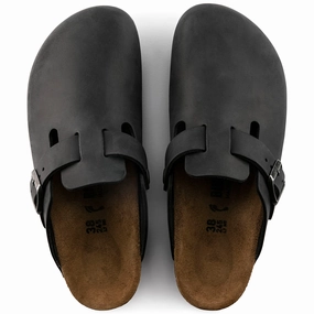 BOSTON CLOG - BLACK - OIL LEATHER Comfort Cushioned