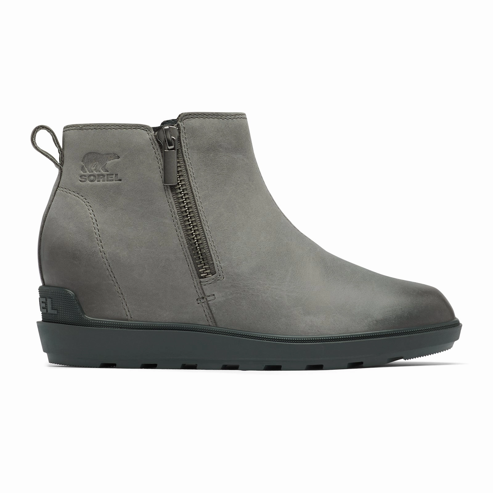 Breathable Interior Running Sorel Evie II Zip Wedge Ankle Boot (Women) - Quarry/Grill