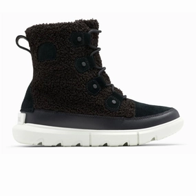 Sorel Explorer II Joan Cozy Mid Boot (Women) - Black/Tea Light Padded Interior Cold Climate Protective Finish Nature Lover