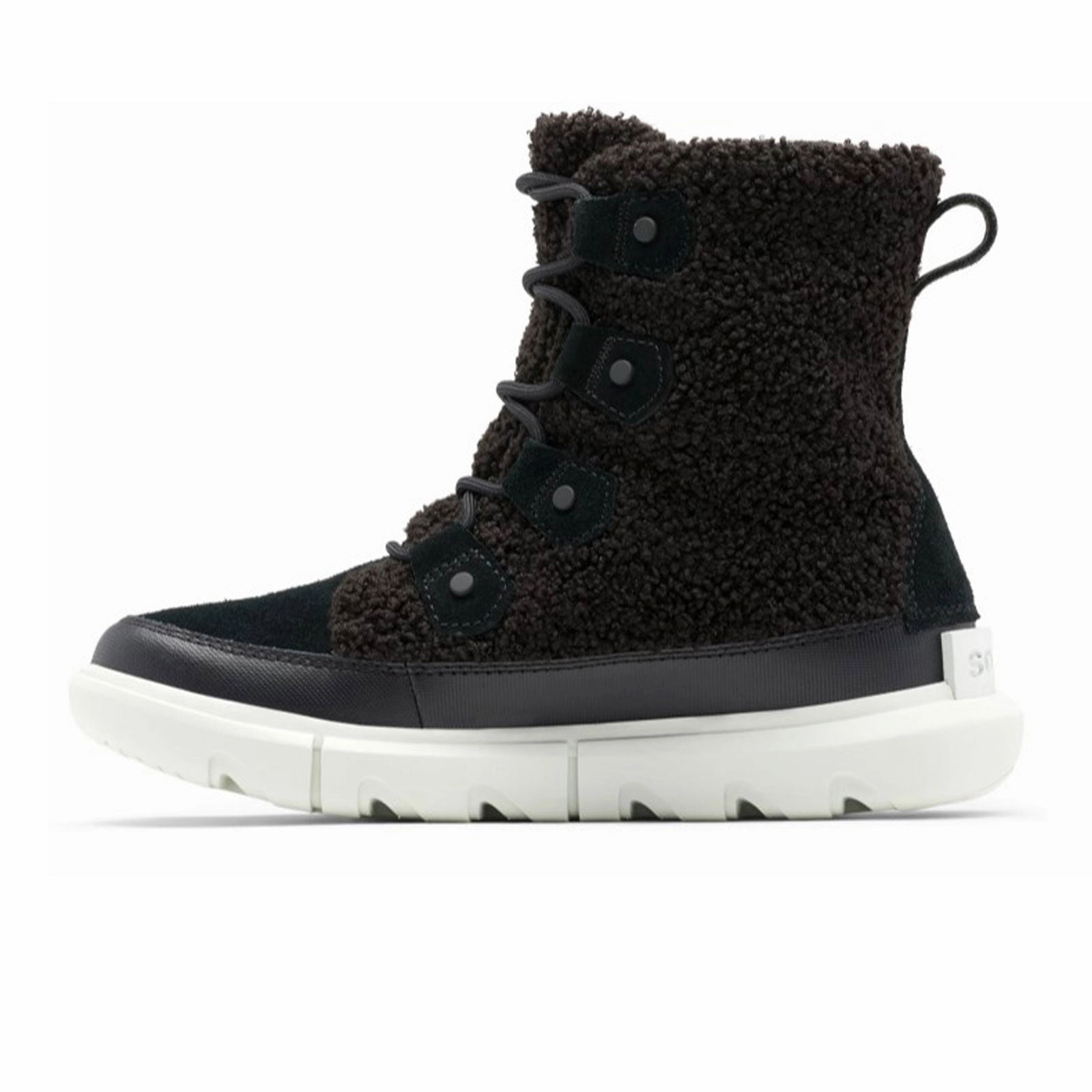 Cushioned Step Work Commute Sorel Explorer II Joan Cozy Mid Boot (Women) - Black/Tea Light