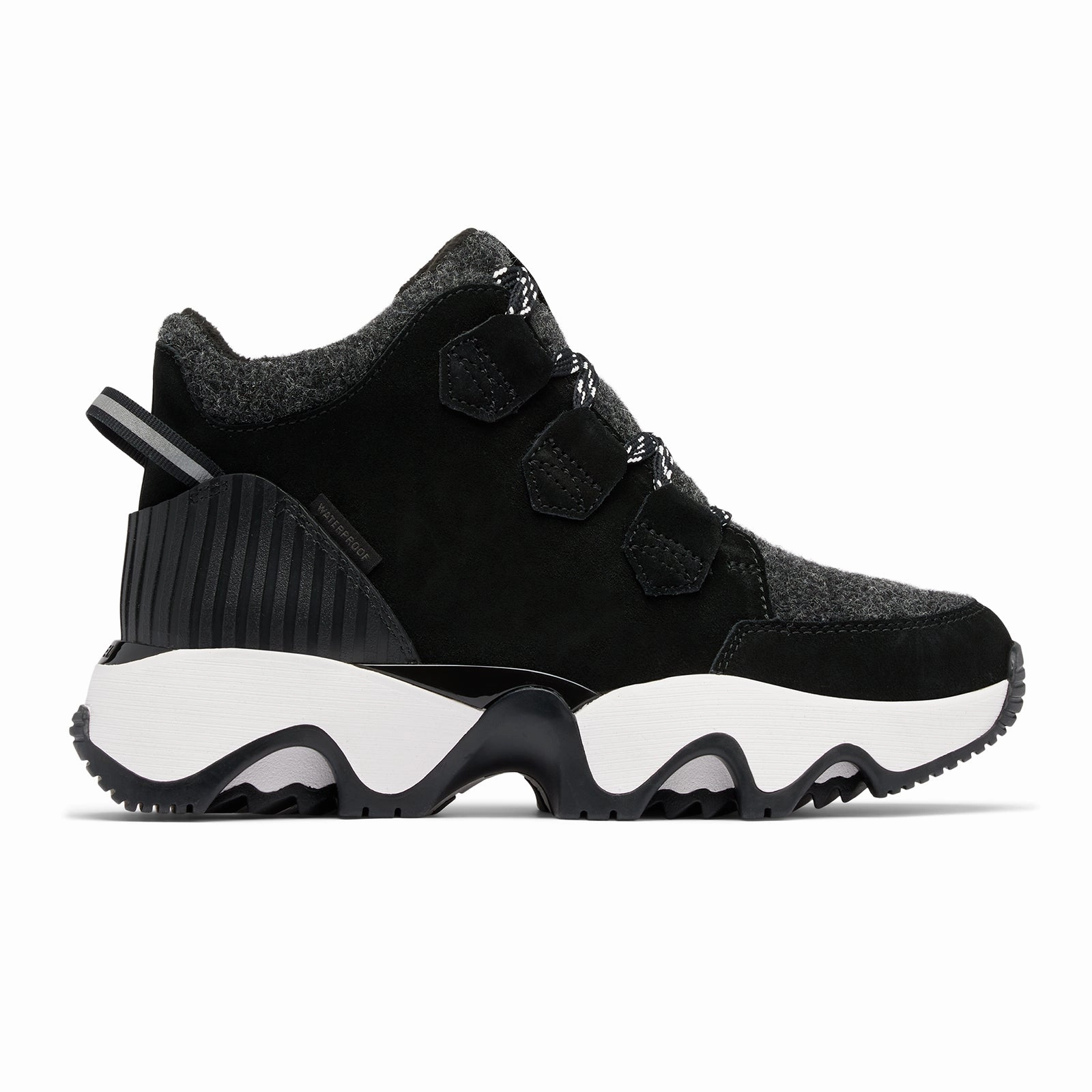 Sorel Kinetic Impact Caribou Plus Waterproof Ankle Boot (Women) - Black/Sea Salt Reinforced Form Weekend Camping Breathable Nature Lover