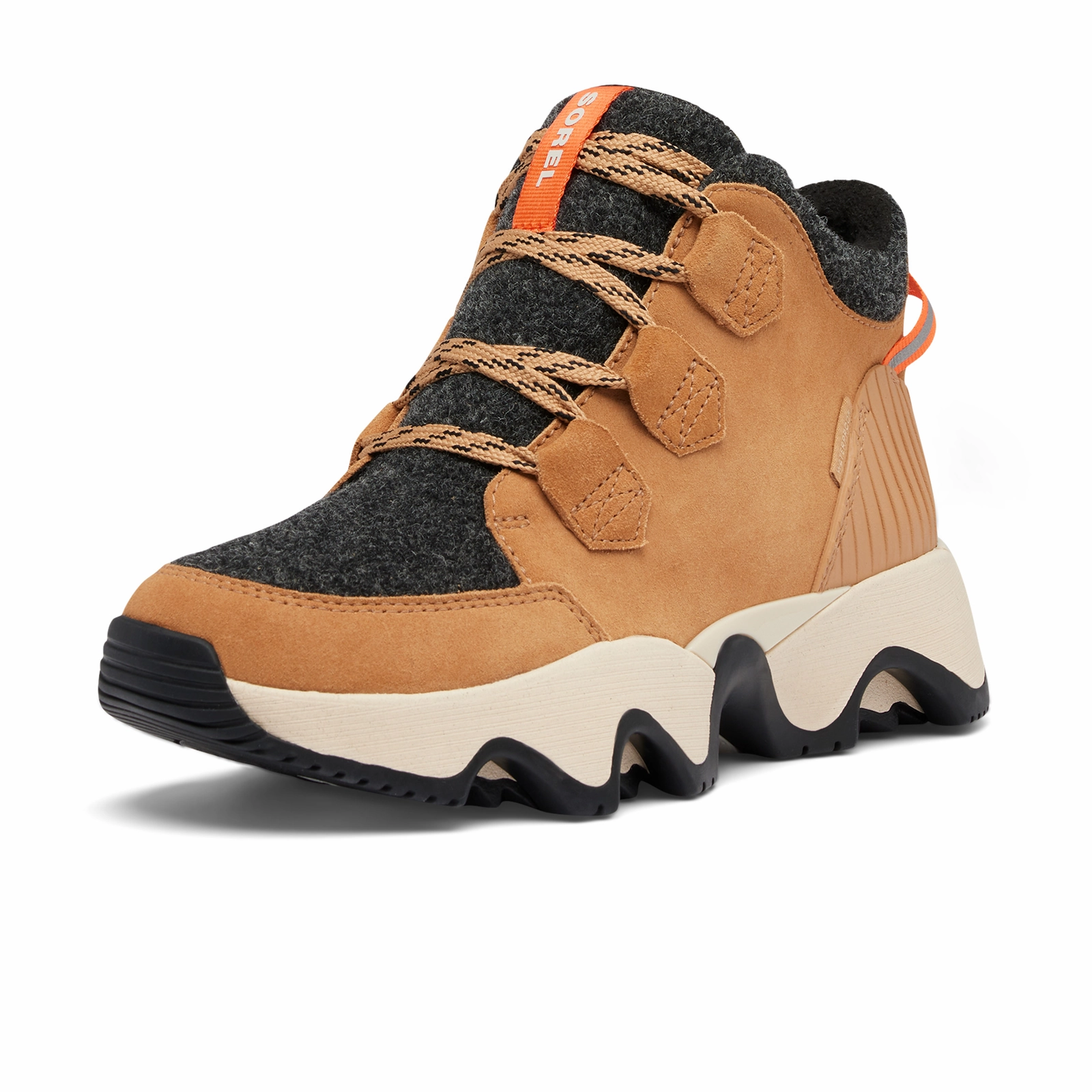 Comfort Laces Sorel Kinetic Impact Caribou Plus Waterproof Ankle Boot (Women) - Tawny Buff/Black