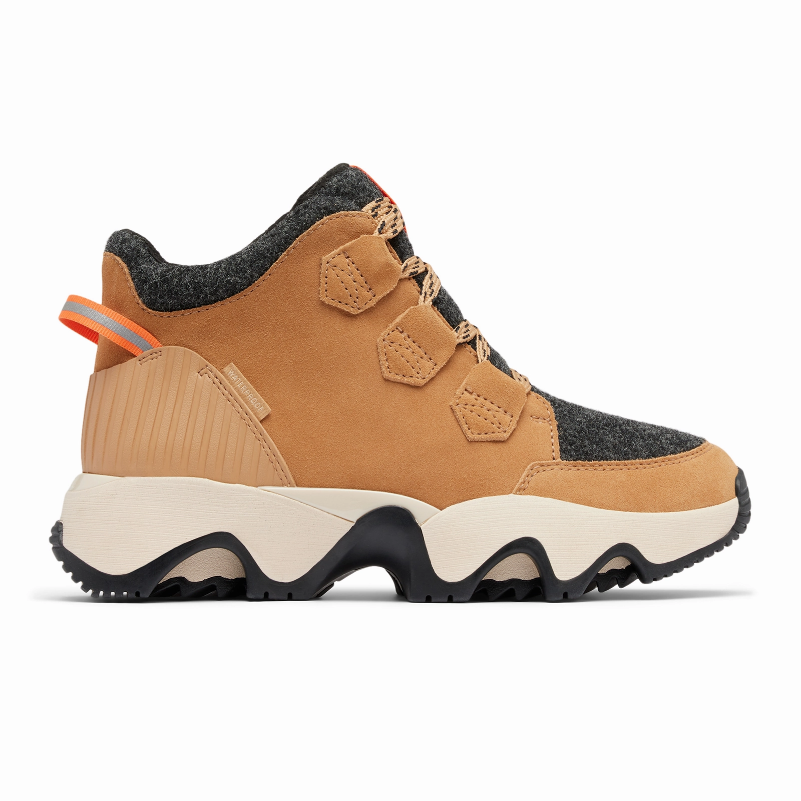 Mid Length Sorel Kinetic Impact Caribou Plus Waterproof Ankle Boot (Women) - Tawny Buff/Black