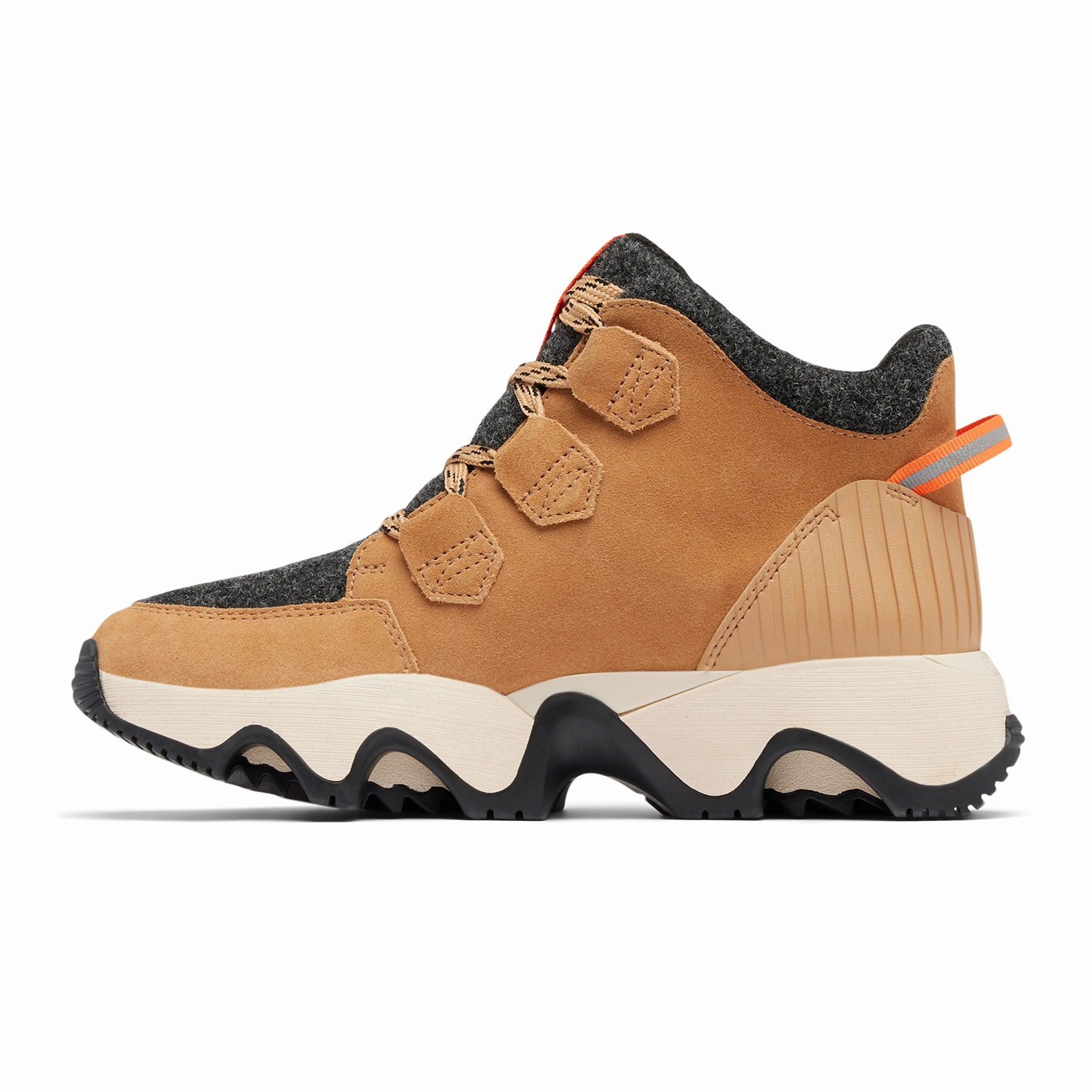 Sorel Kinetic Impact Caribou Plus Waterproof Ankle Boot (Women) - Tawny Buff/Black Flexible Frame Rainy Day Commuter