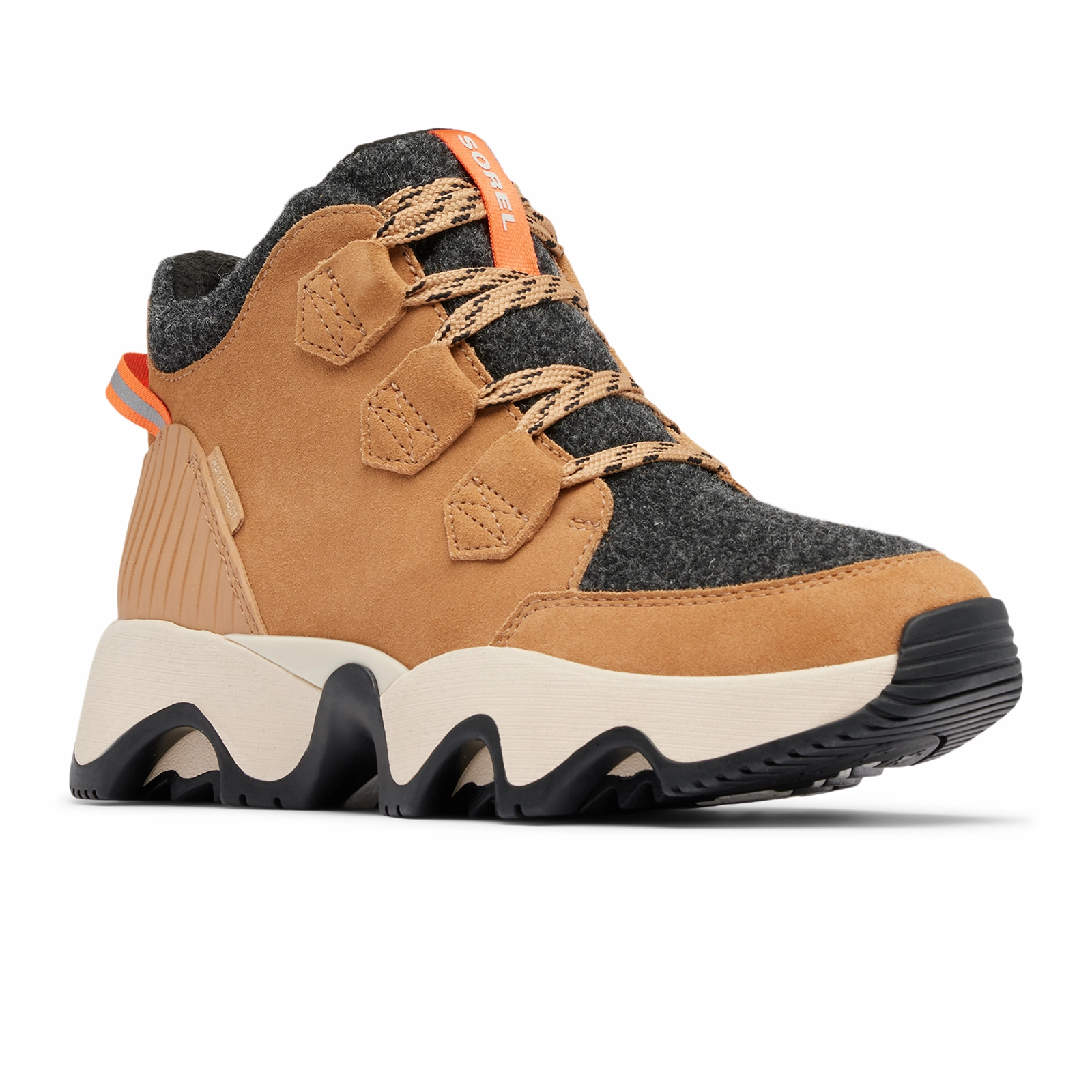 Sorel Kinetic Impact Caribou Plus Waterproof Ankle Boot (Women) - Tawny Buff/Black Sporty