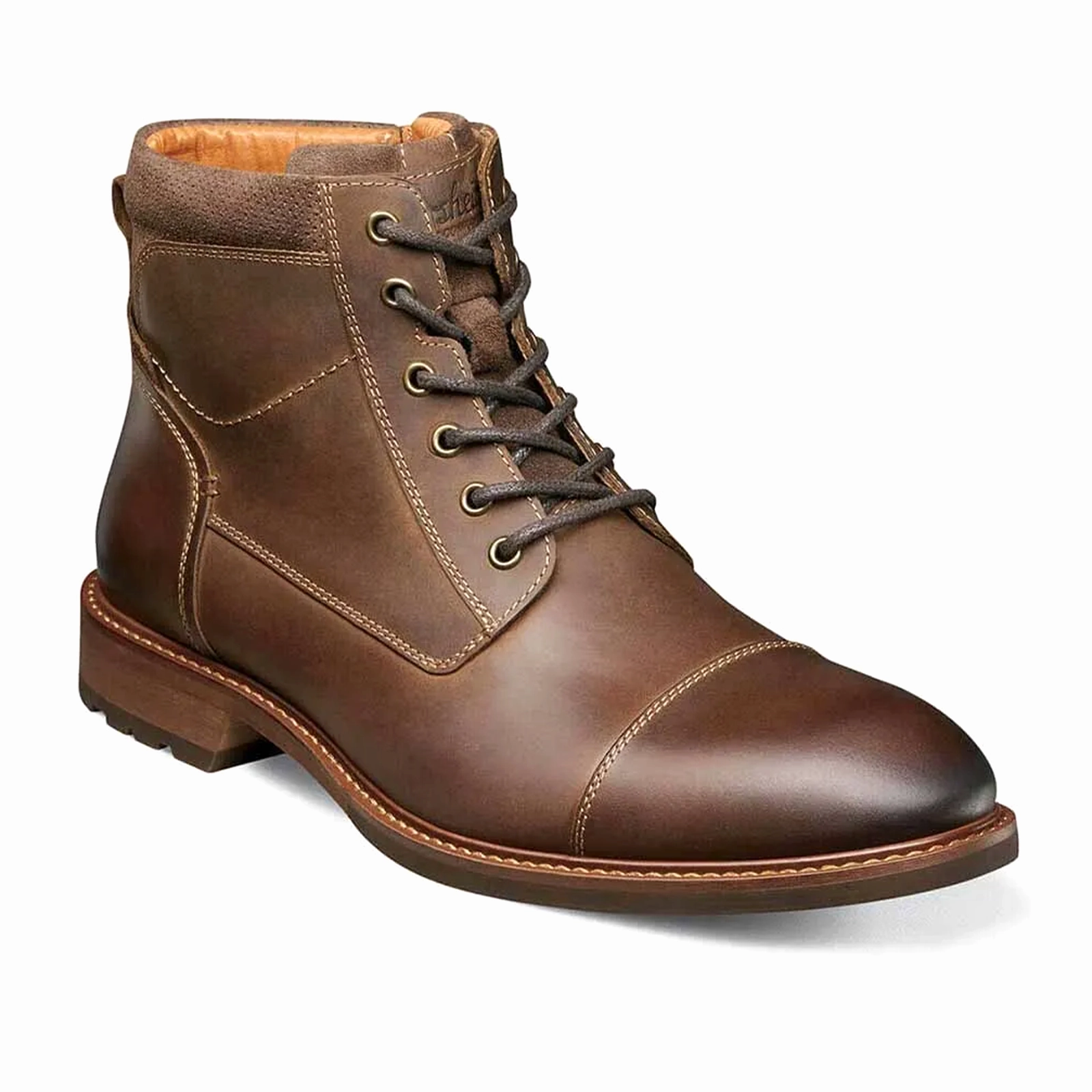 Florsheim Lodge Cap Toe Lace Up Boot (Men) - Brown Crazy Horse Comfortable Padding Urban Footwear