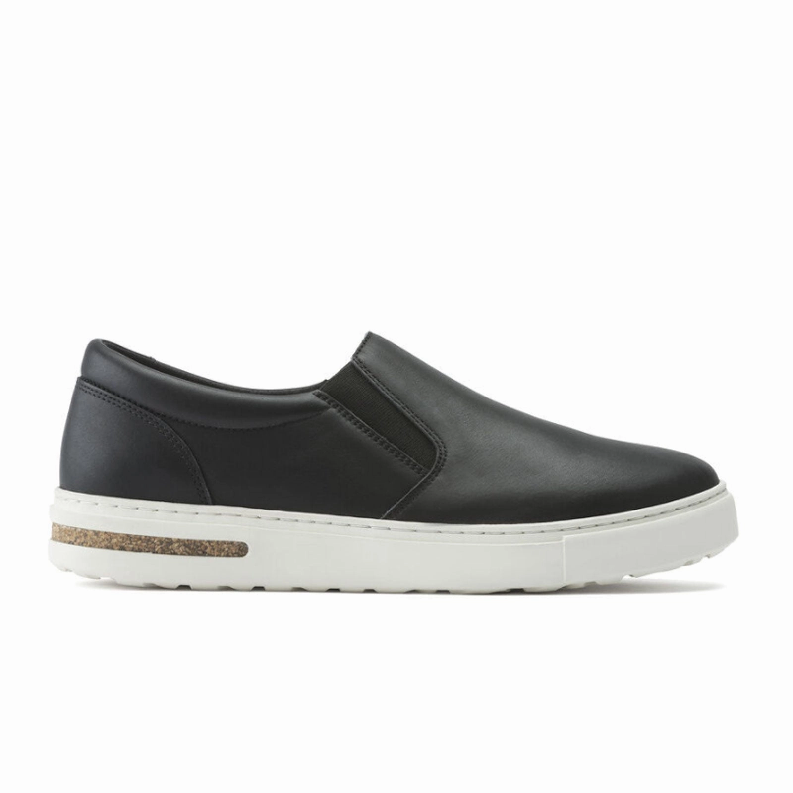 Birkenstock Oswego Narrow Slip On Sneaker (Women) - Black Leather Adjustable Design Ventilated Chassis