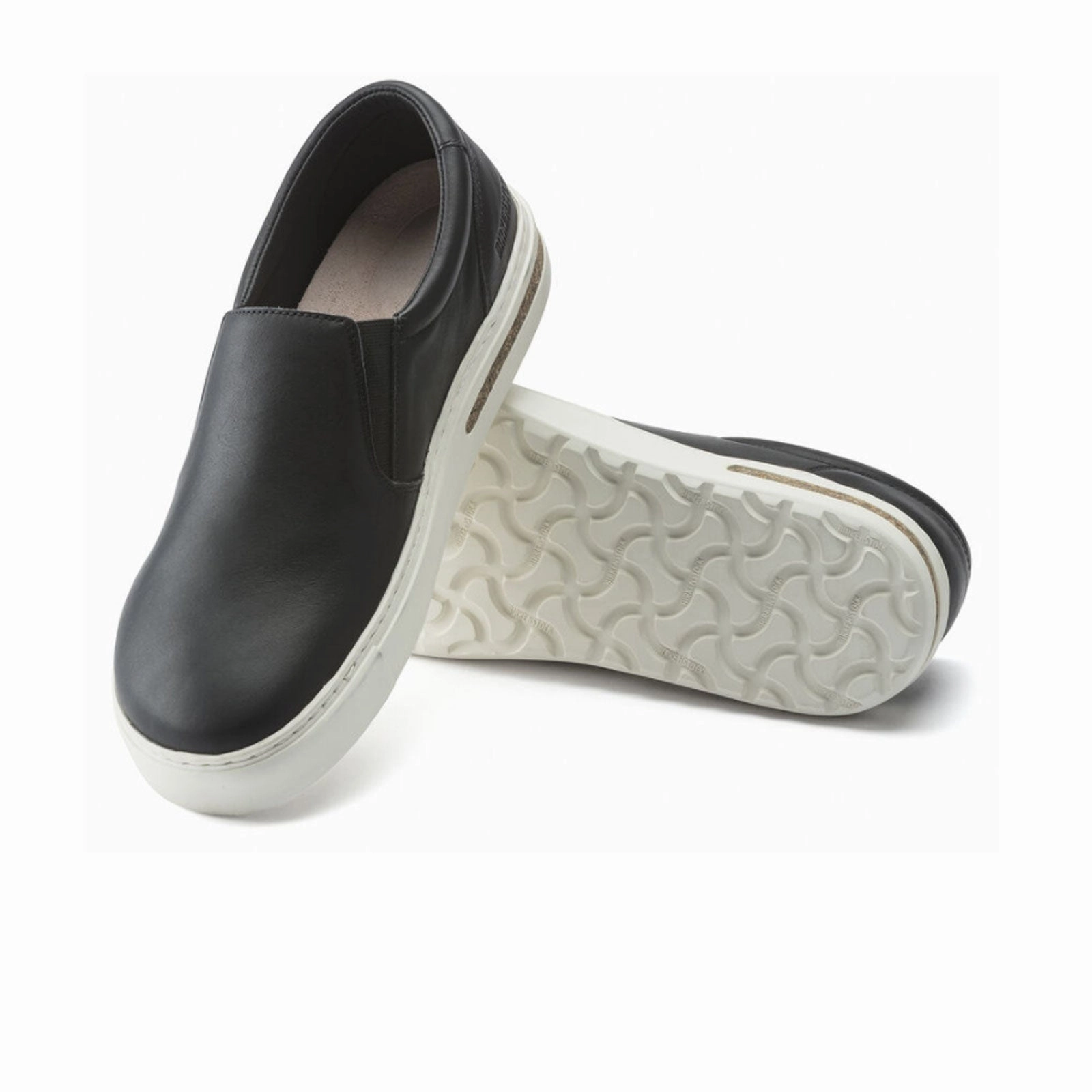 Birkenstock Oswego Narrow Slip On Sneaker (Women) - Black Leather Classic Flip-flops Shock Diffusion