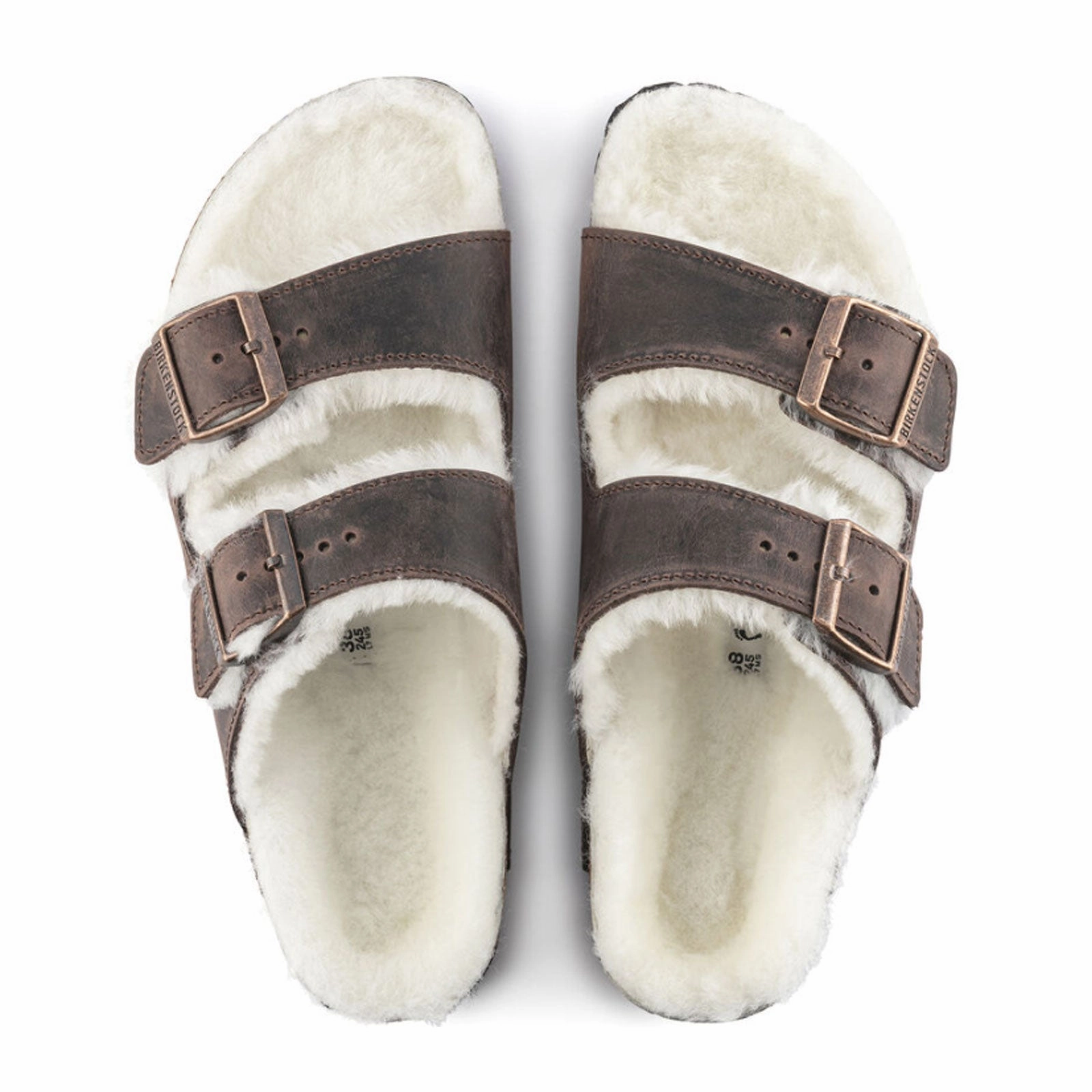 Net Air Birkenstock Arizona Slide Sandal (Women) - Habana Oiled Leather/Natural Shearling