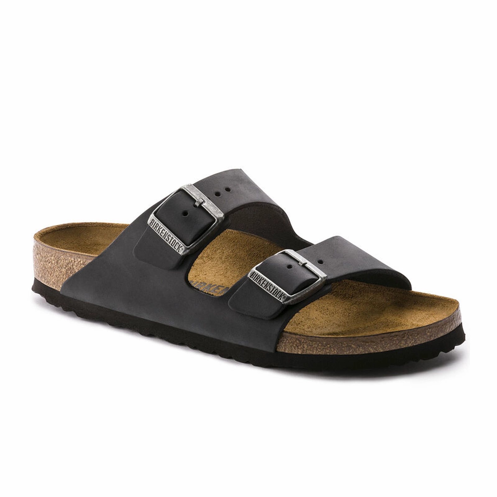 Breathable Walking Shoes platform sandals Birkenstock Arizona Narrow Slide Sandal (Unisex) - Black Oiled Leather