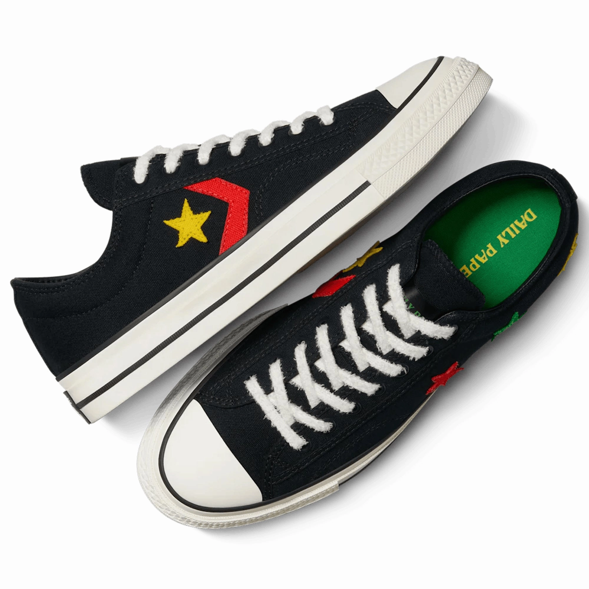 Reinforced Eyelets Free Spirit Daily Paper x Converse Star Player 76 Ox - Black/Fern Green