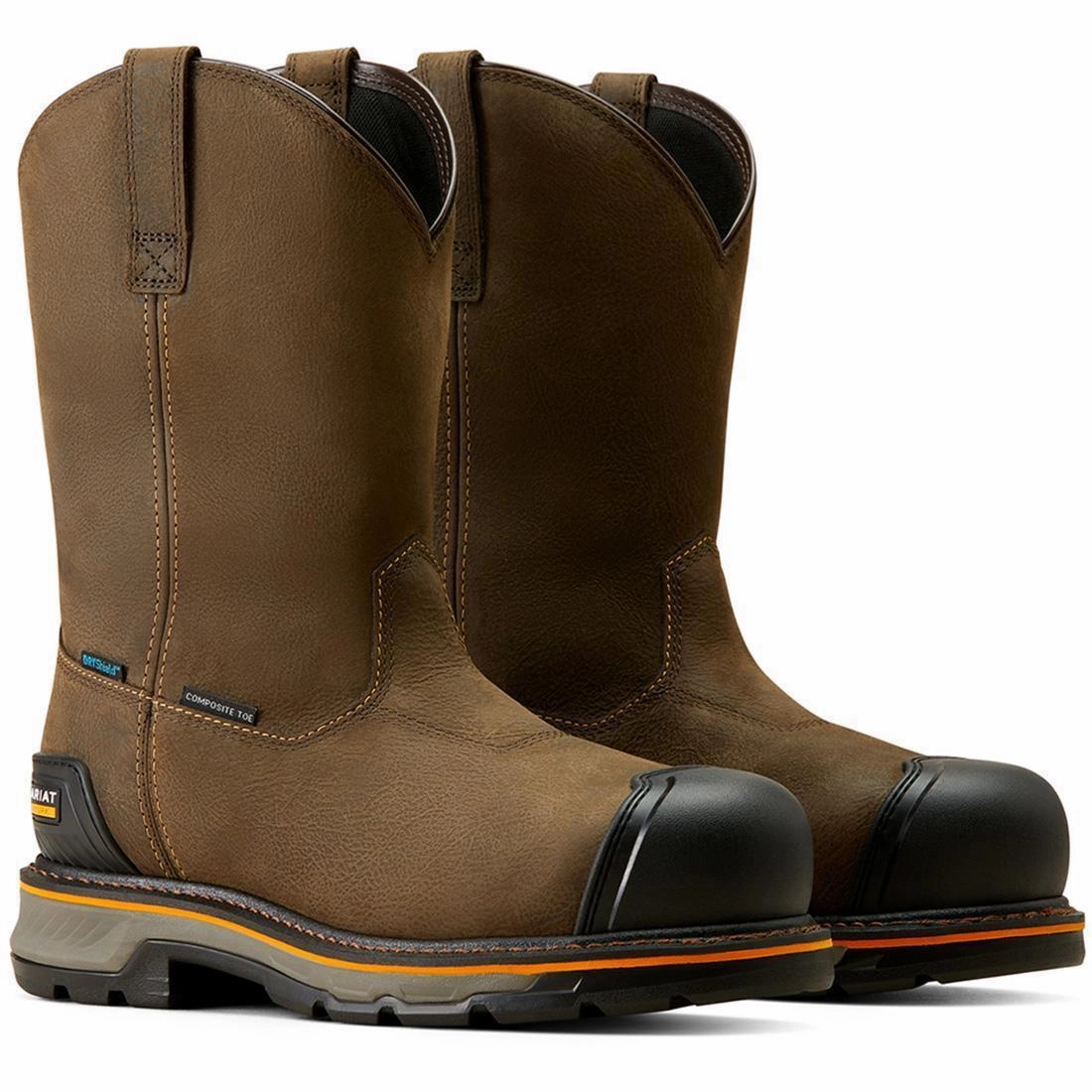 Breathable mesh panel Stump Jumper BOA Composite-Toe Waterproof Pull-On Work Boot Iron Coffee