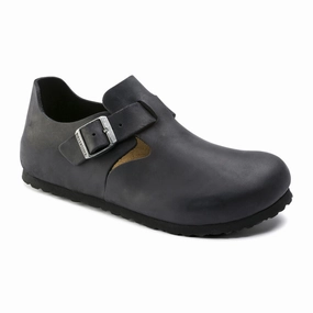 Birkenstock London Clog (Unisex) - Black Oiled Leather suede upper