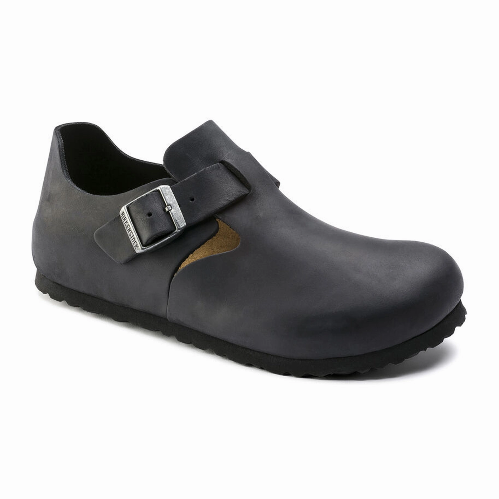Birkenstock London Clog (Unisex) - Black Oiled Leather Foot Stability