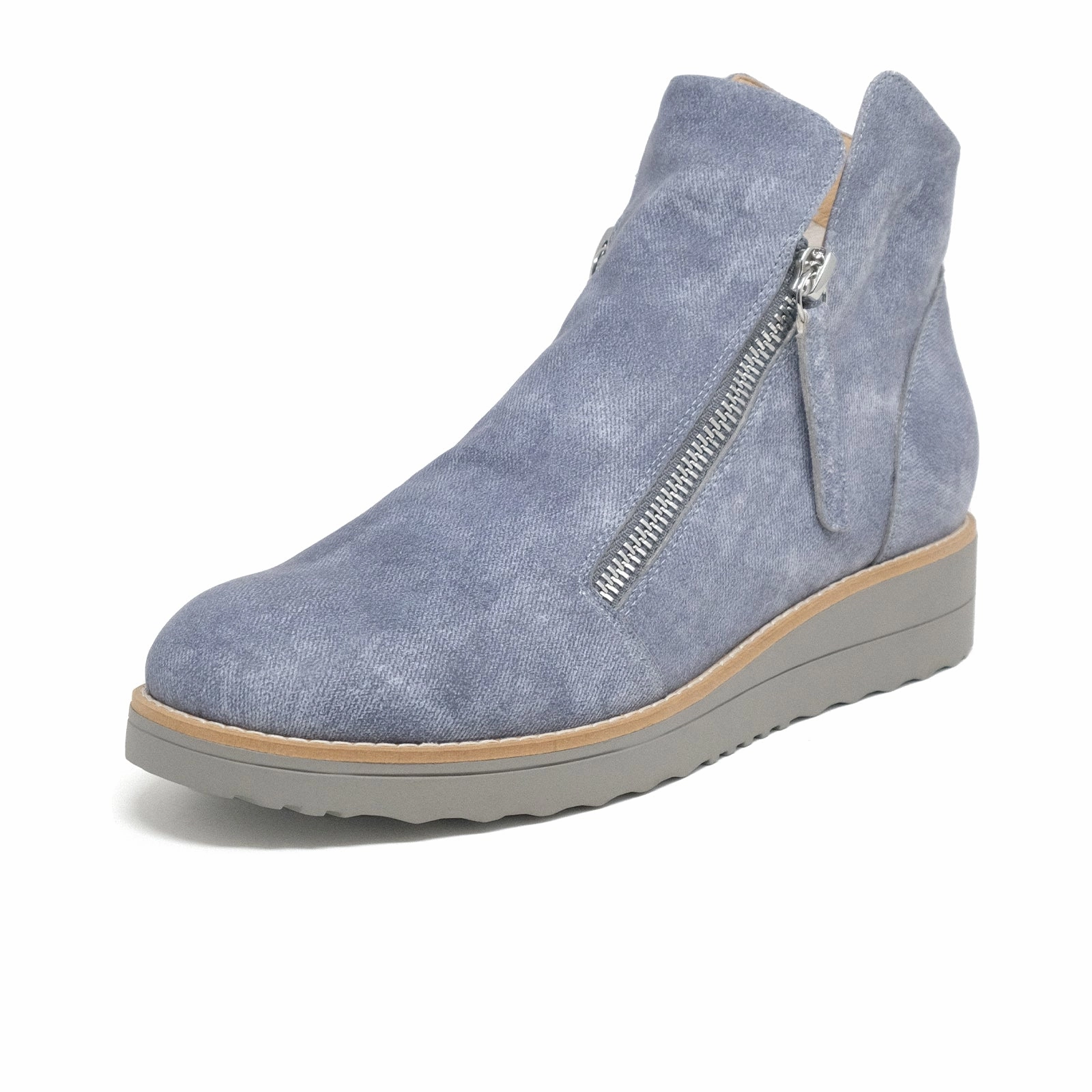 Django & Juliette Ohmy Ankle Boot (Women) - Washed Denim/Mix Leather Eva Midsole