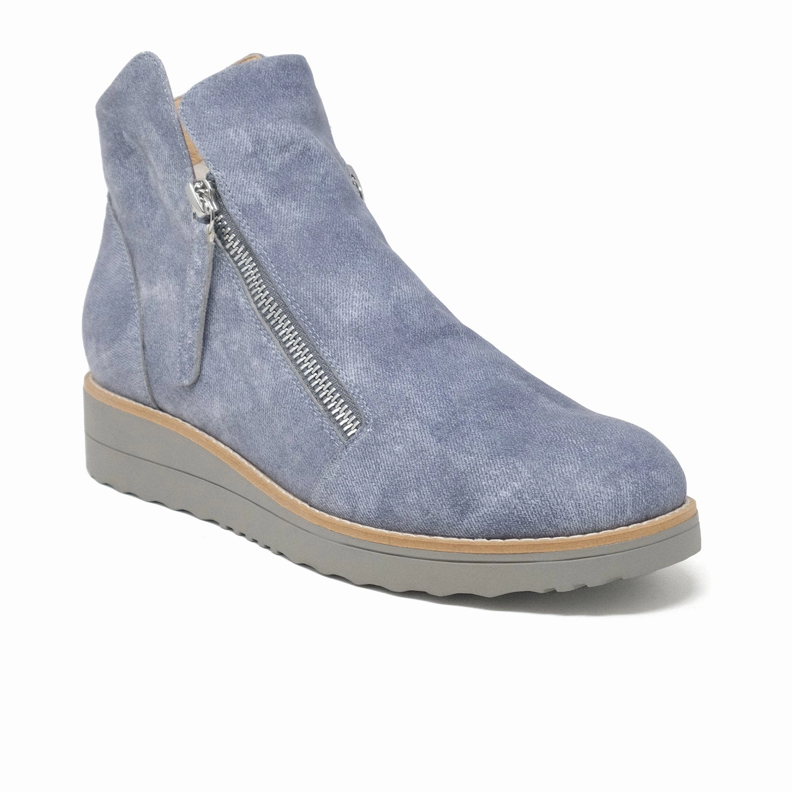 Django & Juliette Ohmy Ankle Boot (Women) - Washed Denim/Mix Leather Flexible Frame Rough Trail Hiker