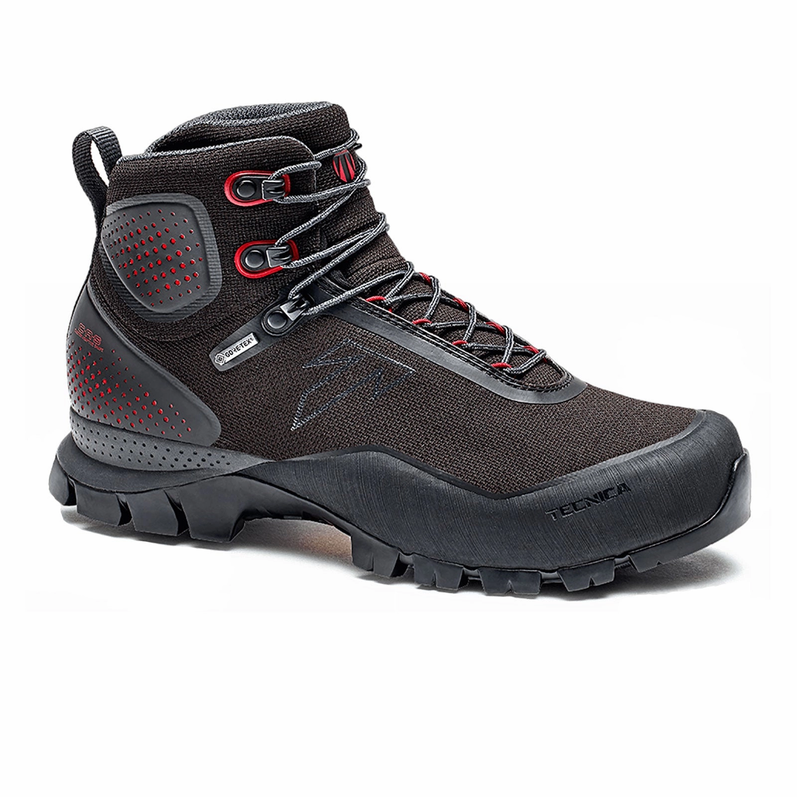 Tecnica Forge S GTX Mid Hiking Boot (Women) - Black/Jester Red Comfortable Padding Rugged Built Rainy Day Commuter