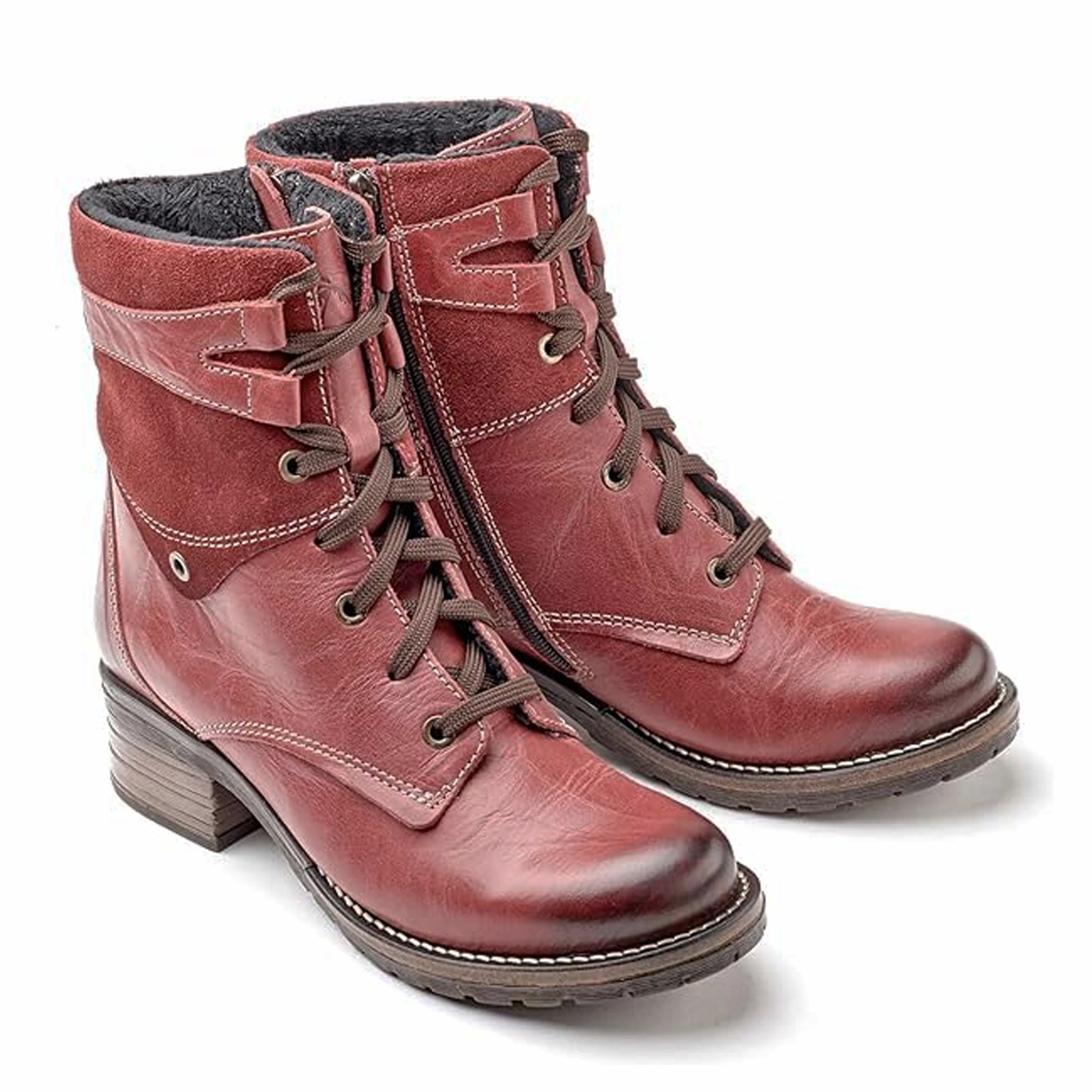 Dromedaris Kara Suede Mid Boot (Women) - Red Stud Look Seamless Comfort Winter Walker