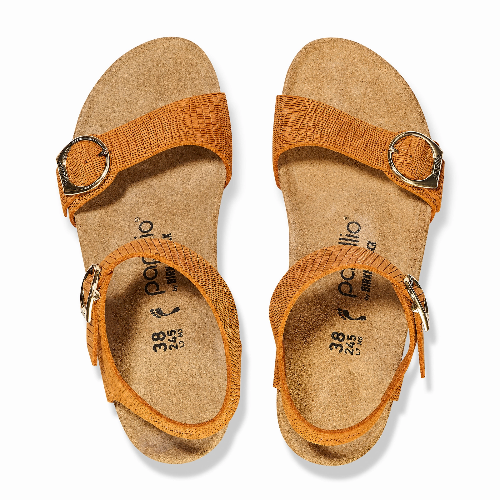 Recycled materials flexible shoes Birkenstock Soley Narrow Wedge Sandal (Women) - Embossed Burnt Orange Nubuck