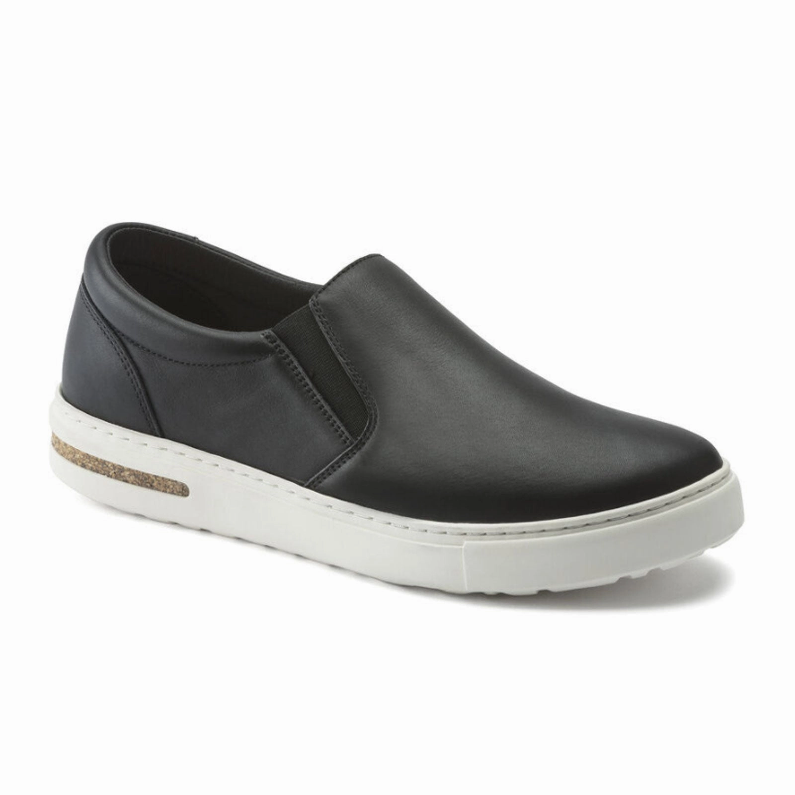 Birkenstock Oswego Slip On Sneaker (Men) - Black Leather High Rebound Foam