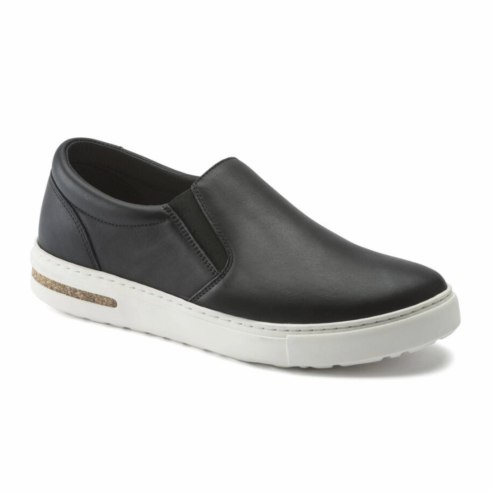 Birkenstock Oswego Slip On Sneaker (Men) - Black Leather Comfort All-Day Silver Glow