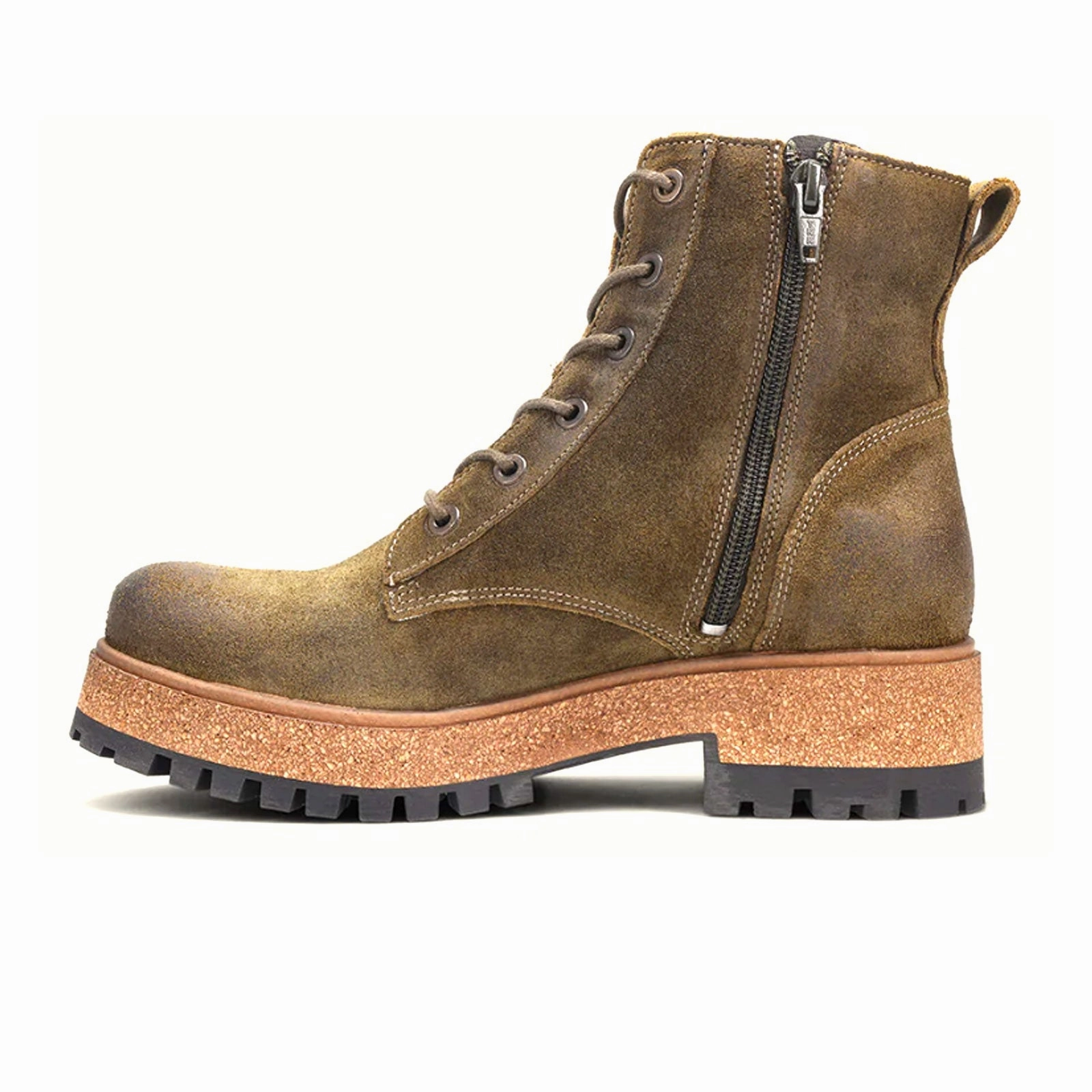 Hiking Enthusiast Taos Main Street Lace Up Mid Boot (Women) - Olive Rugged Leather