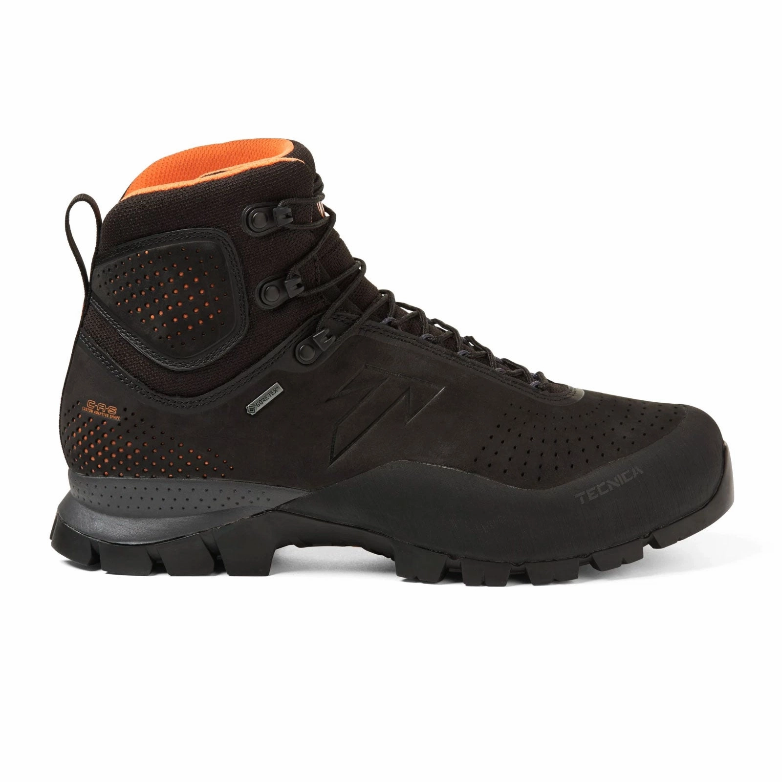 Tecnica Forge GTX Mid Hiking Boot (Men) - Black/Orange Leather Winter Protection Padded Interior Nature Lover