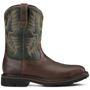 Sierra Steel-Toe Wide Square Toe Work Boot Dark Brown half - size Sportswear