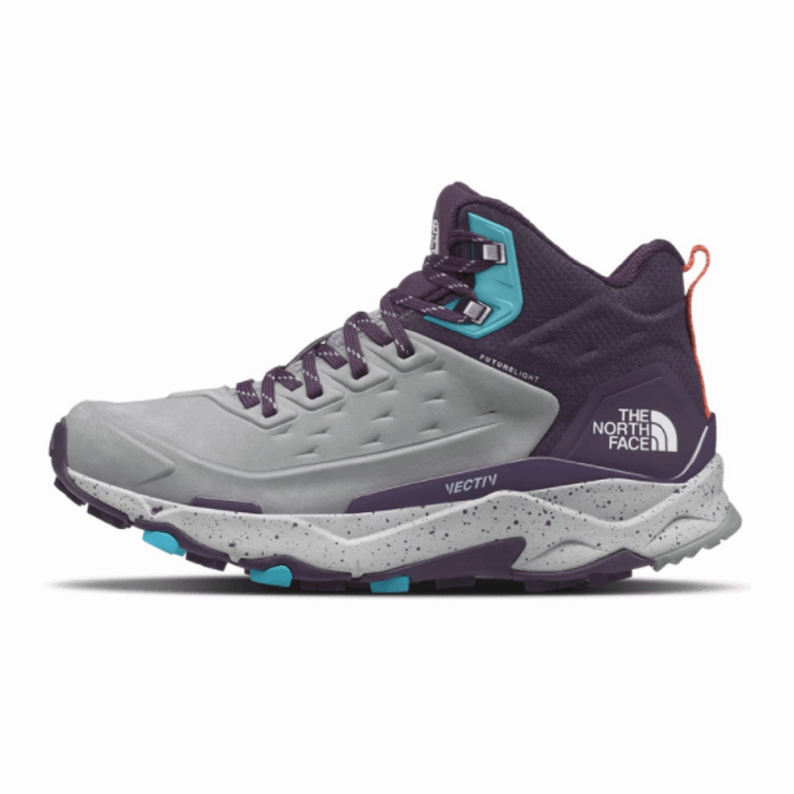 The North Face VECTIV Exploris FUTURELIGHT Mid Hiking Shoe (Women) - Meld Grey/Dark Eggplant Purple Leather Breathable Interior