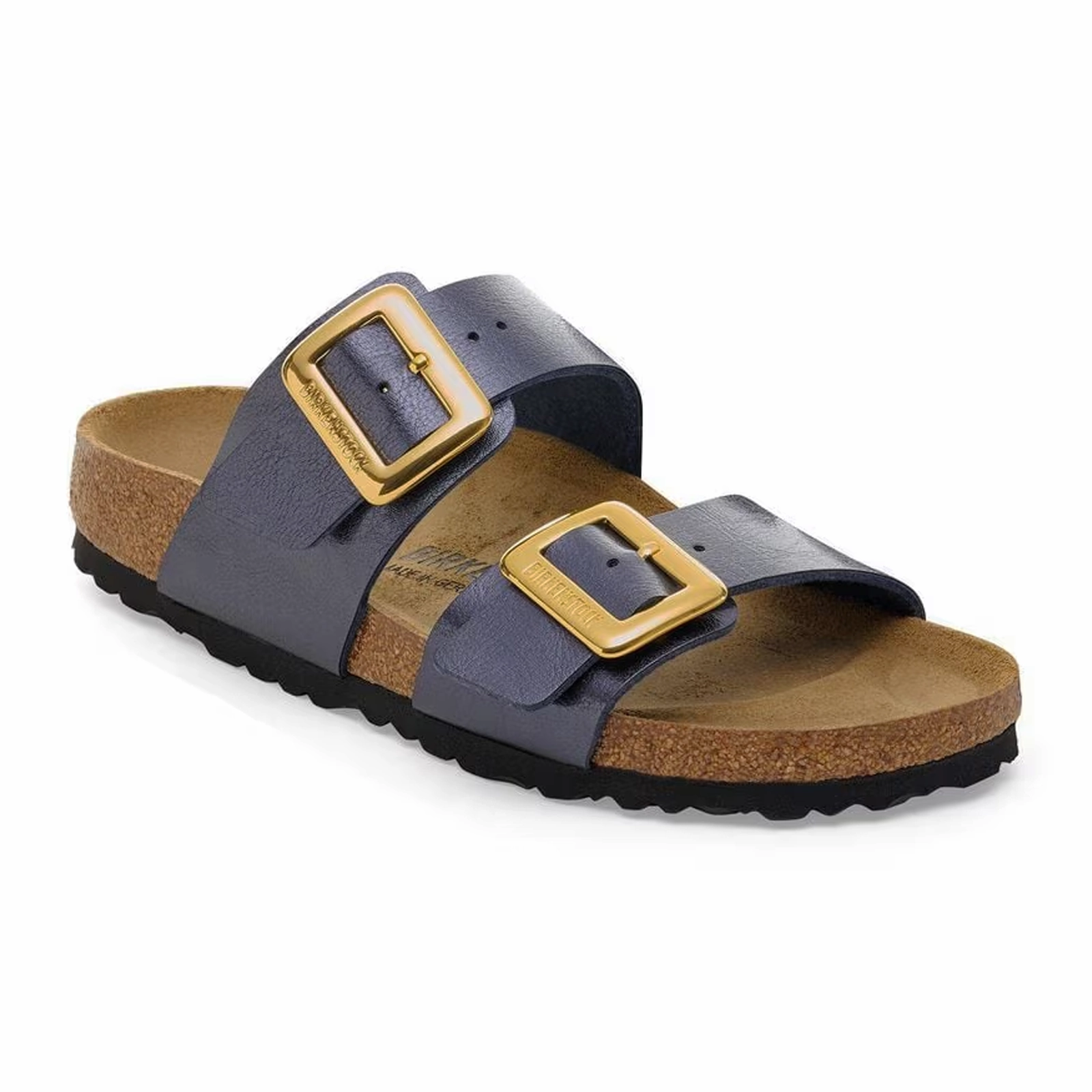 Birkenstock Sydney Luxe Buckle Narrow Slide Sandal (Women) - Graceful Midnight Birko-Flor Ventilated Chassis Mood Boost