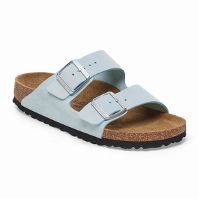 Birkenstock Arizona Narrow Slide Sandal (Women) - Baby Blue Suede Perfect for Travel Lifted Feel