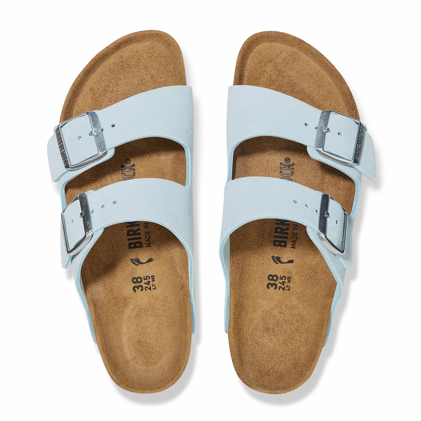 summer shoes Birkenstock Arizona Narrow Slide Sandal (Women) - Baby Blue Suede