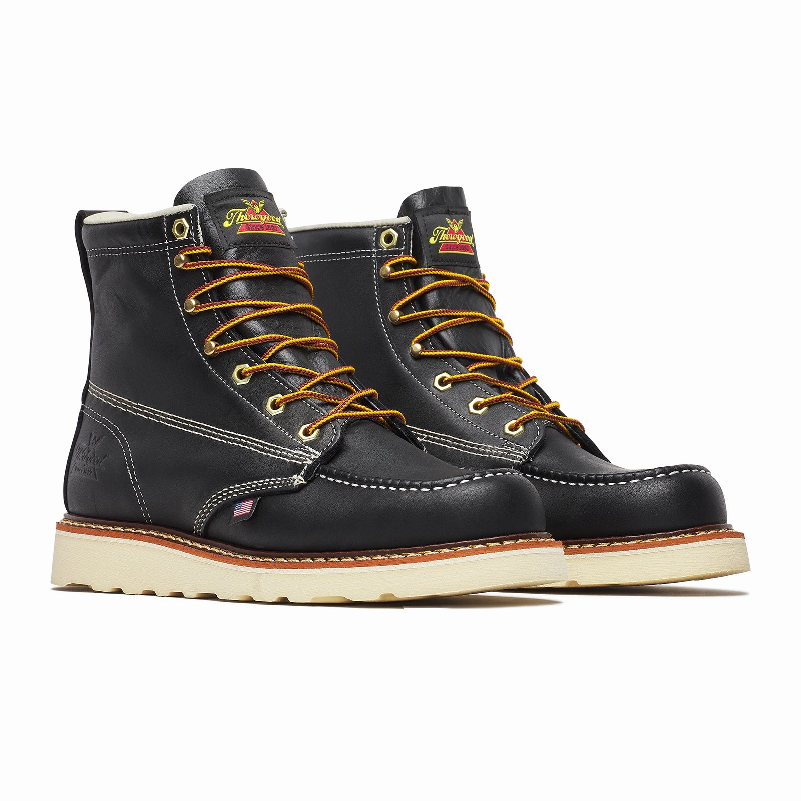 Adjustable Fastening Thorogood American Heritage 6" Moc Toe Soft Toe Work Boot (Men) - Black