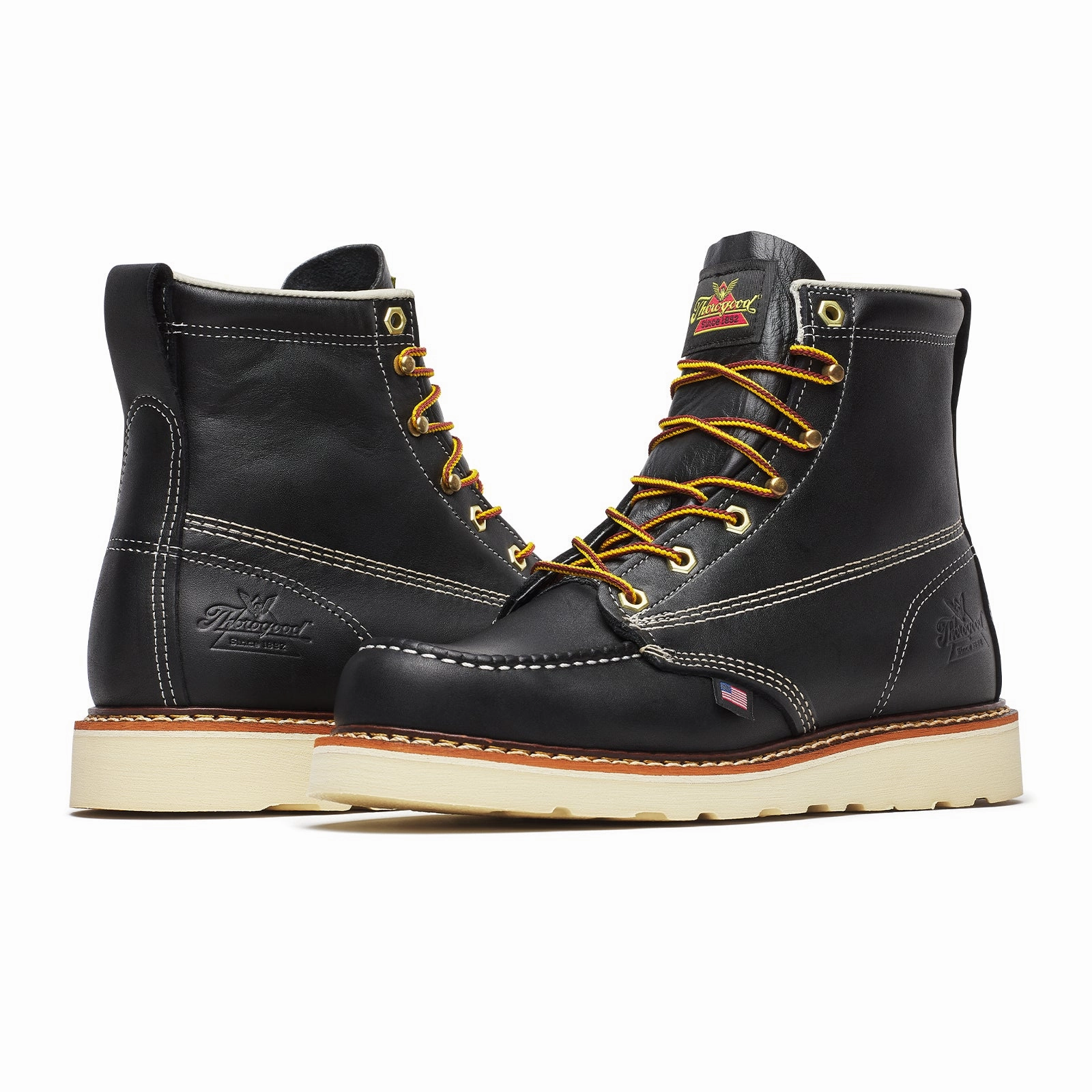 Thorogood American Heritage 6" Moc Toe Soft Toe Work Boot (Men) - Black High Traction Rainy Days Slim Line