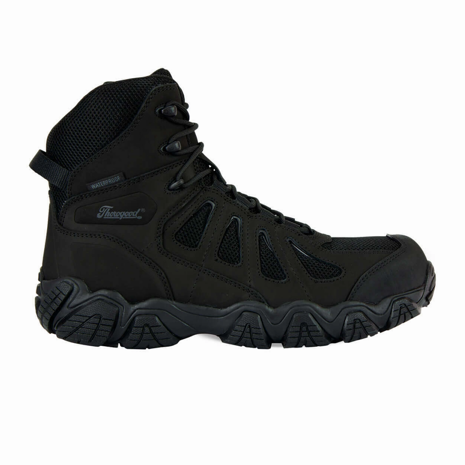 Thorogood Crosstrex Series 6" Hiker Side Zip BBP Waterproof Composite Toe Work Boot (Men) - Black Wear resistant