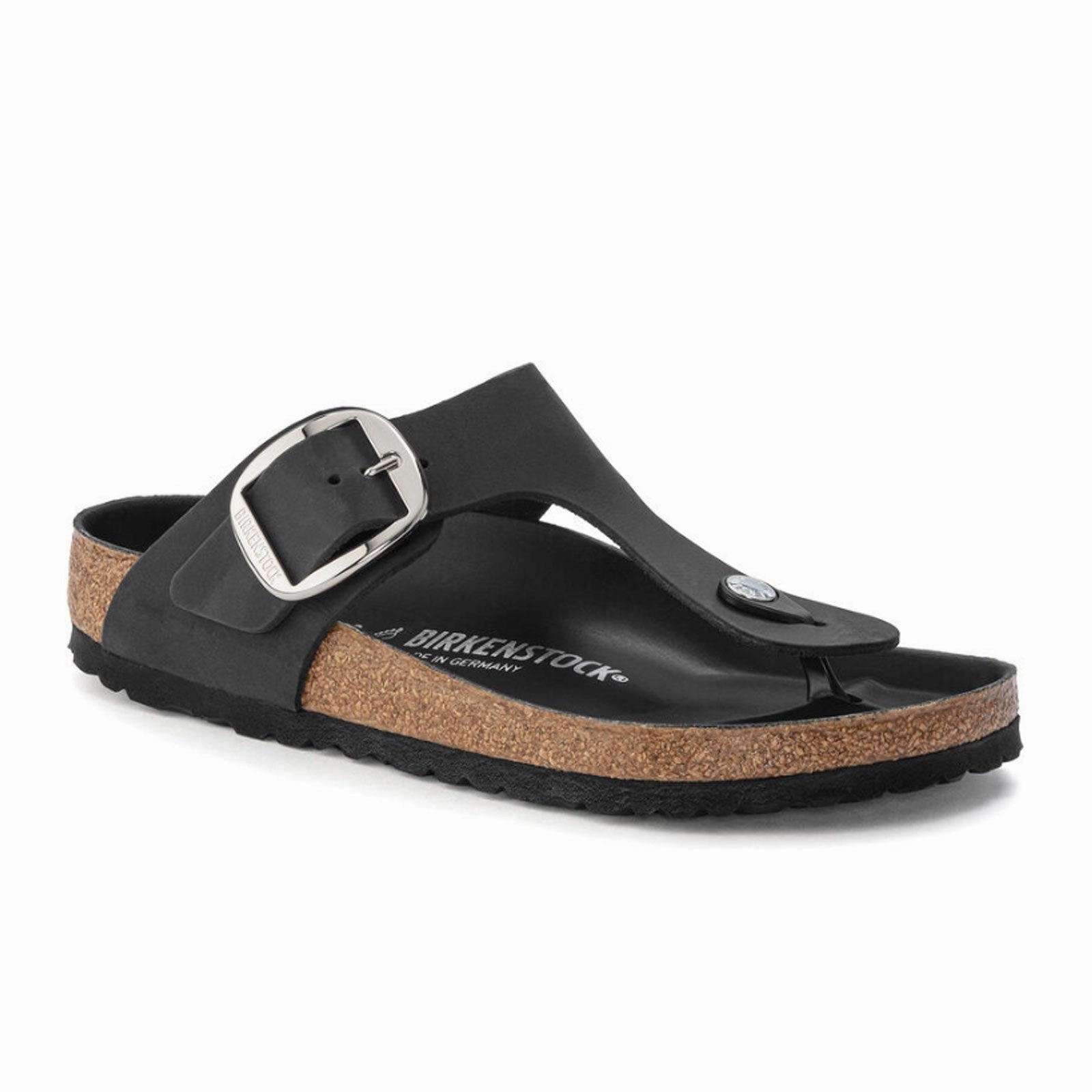 Heel Design Birkenstock Gizeh Big Buckle Sandal (Women) - Black Oiled Leather