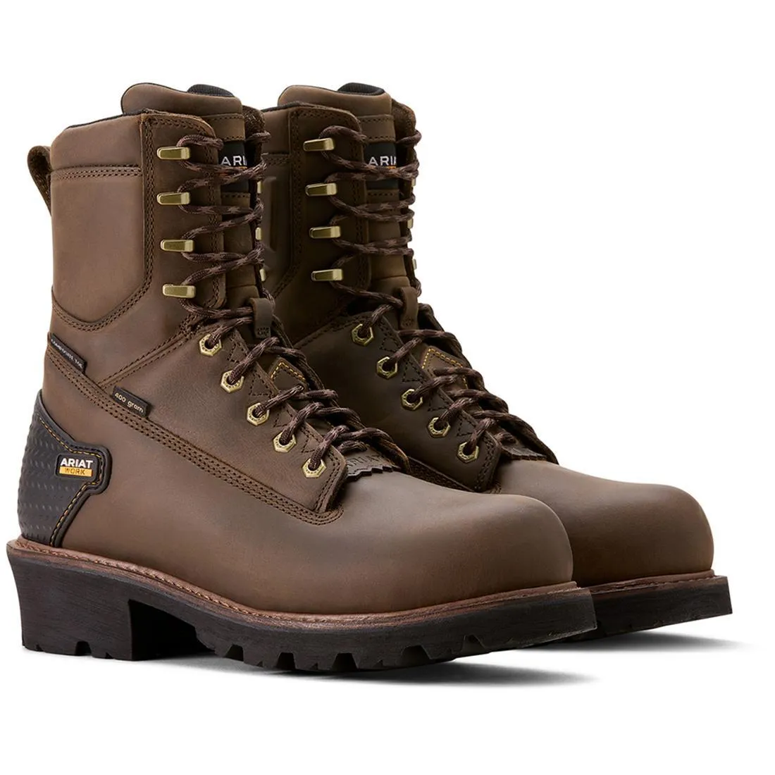Powerline 8 inch Composite-Toe Waterproof 400g Work Boot Oily Distressed Brown Anti Friction Collar