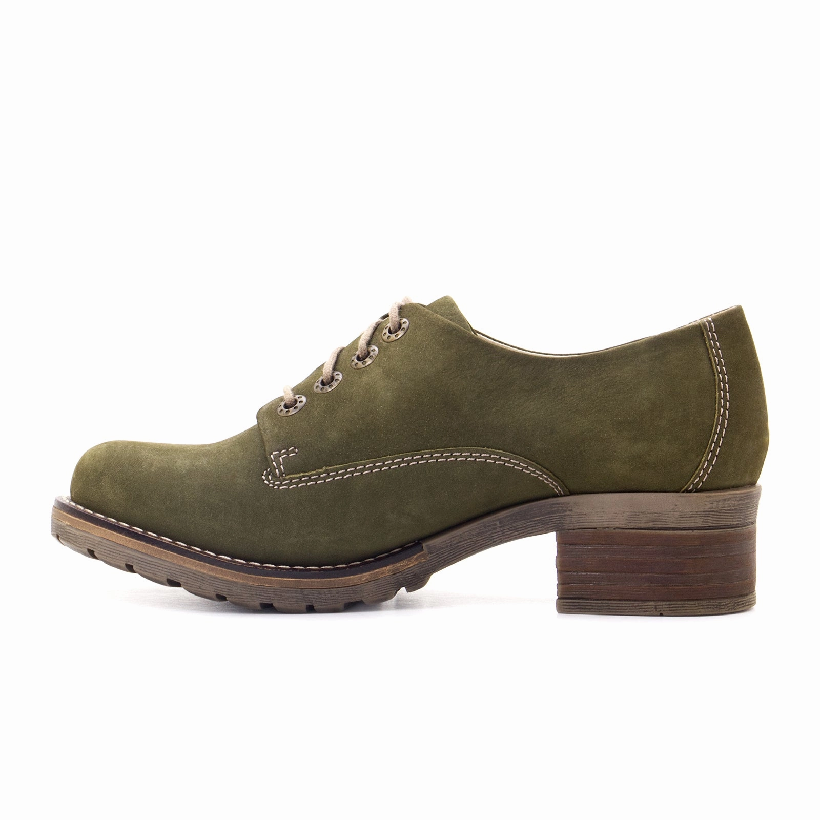 Dromedaris Kaley Heeled Lace Up (Women) - Olive Air Friendly