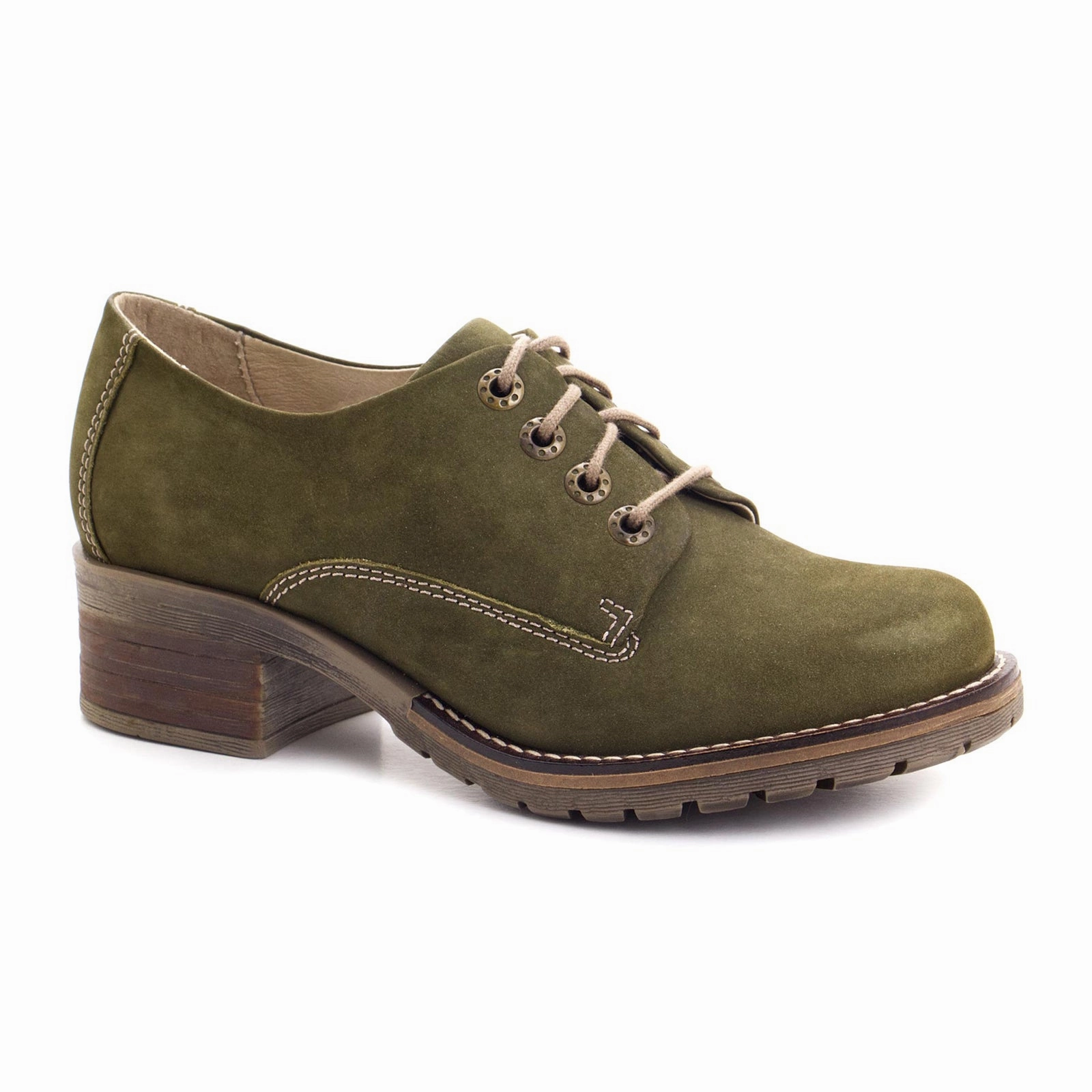 Dromedaris Kaley Heeled Lace Up (Women) - Olive No Pressure Walk Out
