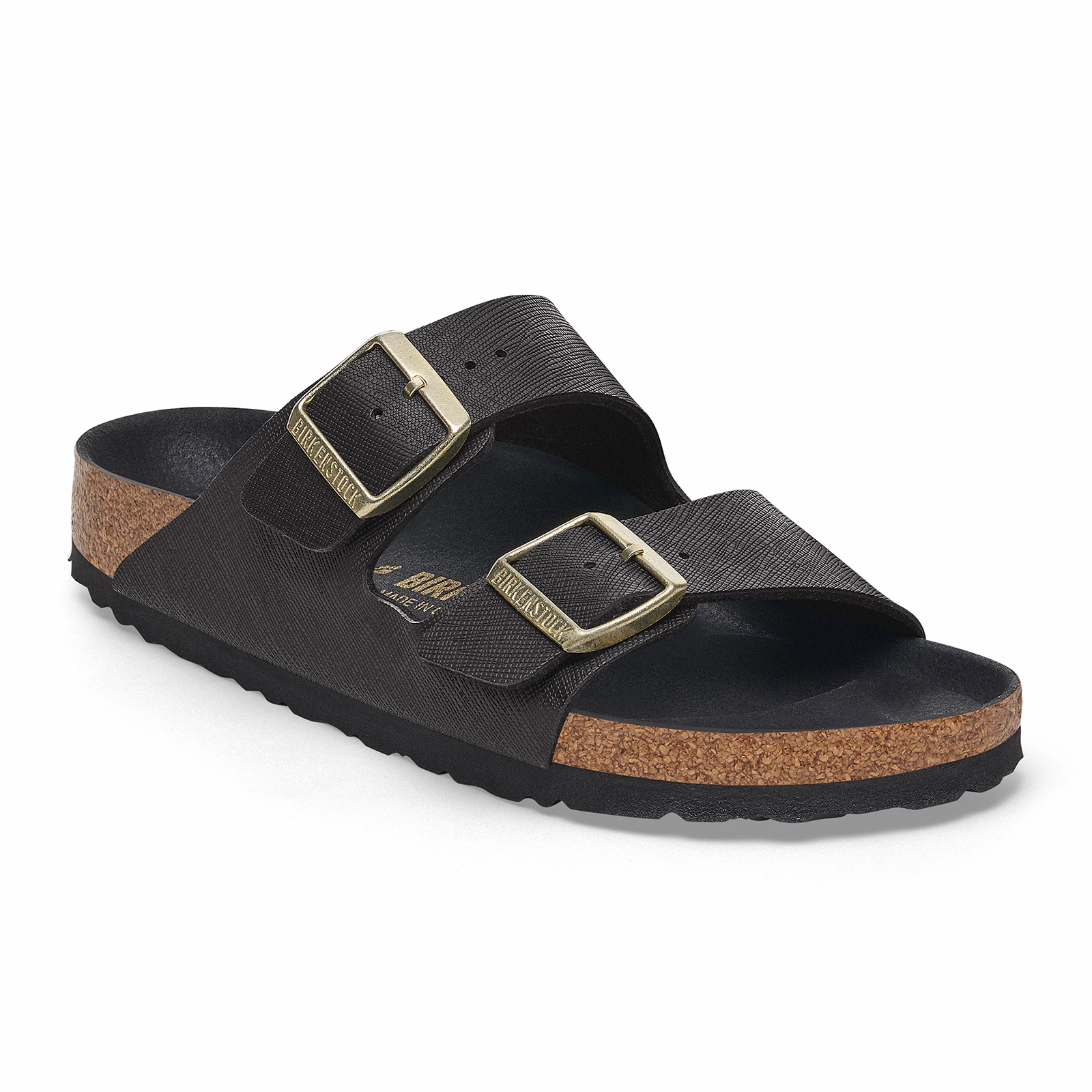 Comfortable Footwear for Every Day Comfort Padding Birkenstock Arizona Slide Sandal (Women) - Saffiano Black Birko-Flor