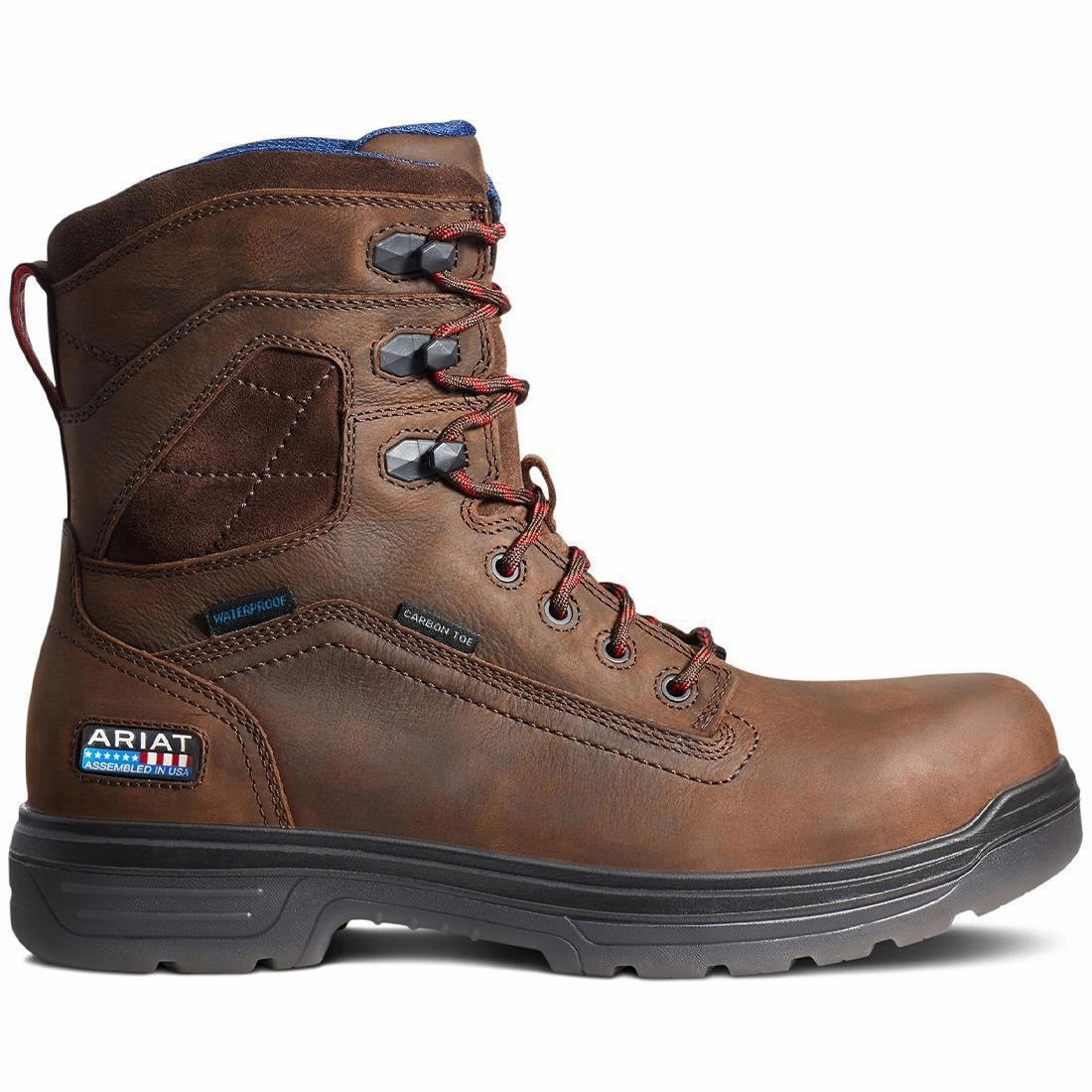 Turbo 8 inch Carbon-Toe Waterproof USA Assembled Work Boot Rich Brown Casual cushioning measurement