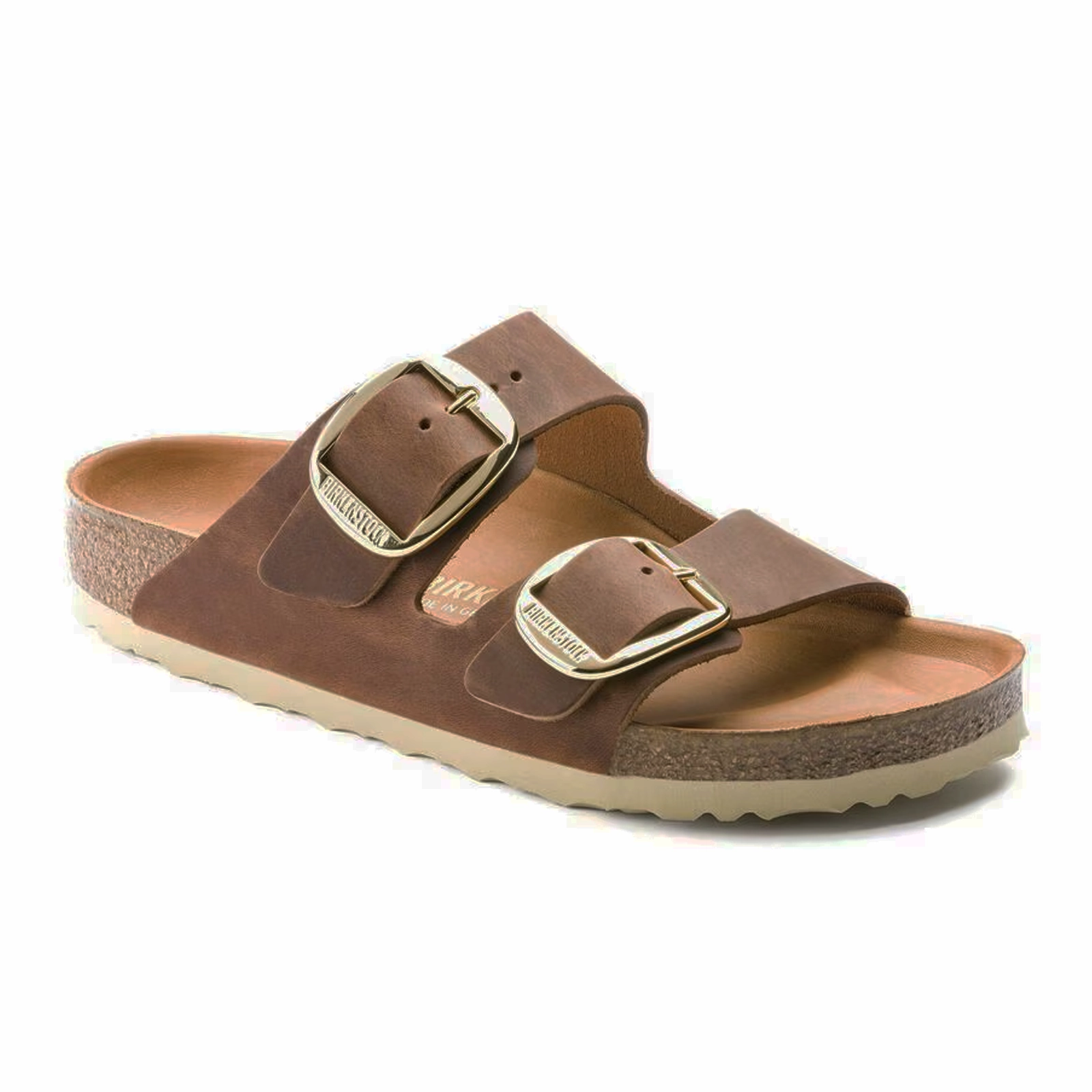 Birkenstock Arizona Big Buckle Slide Sandal (Women) - Cognac Oiled Leather Foot Love