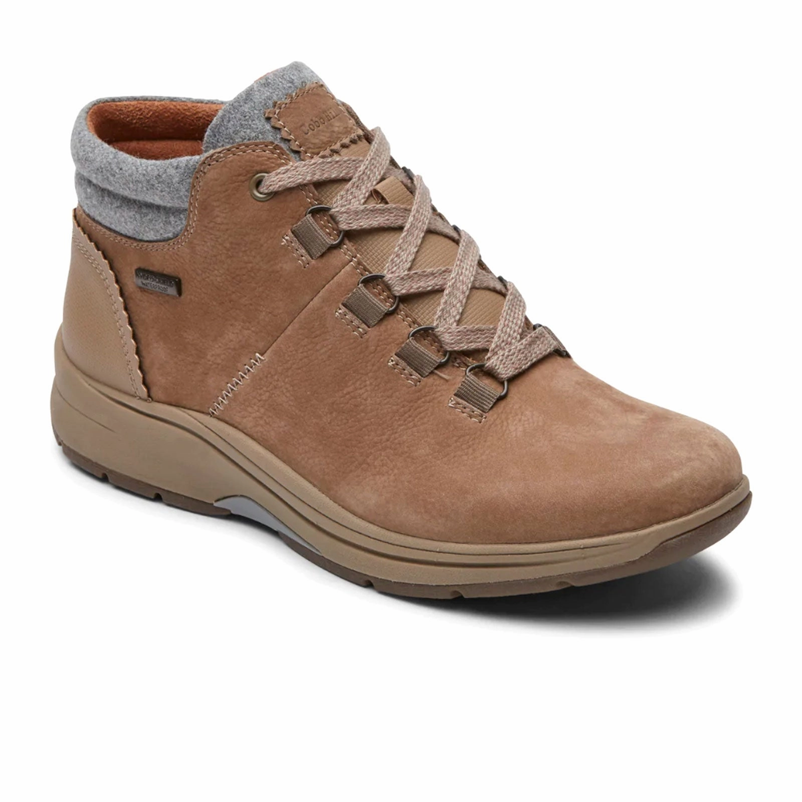 Cobb Hill Pyper Waterproof Hiker (Women) - Taupe Nubuck Rugged Built All Day Worker Cozy Interior