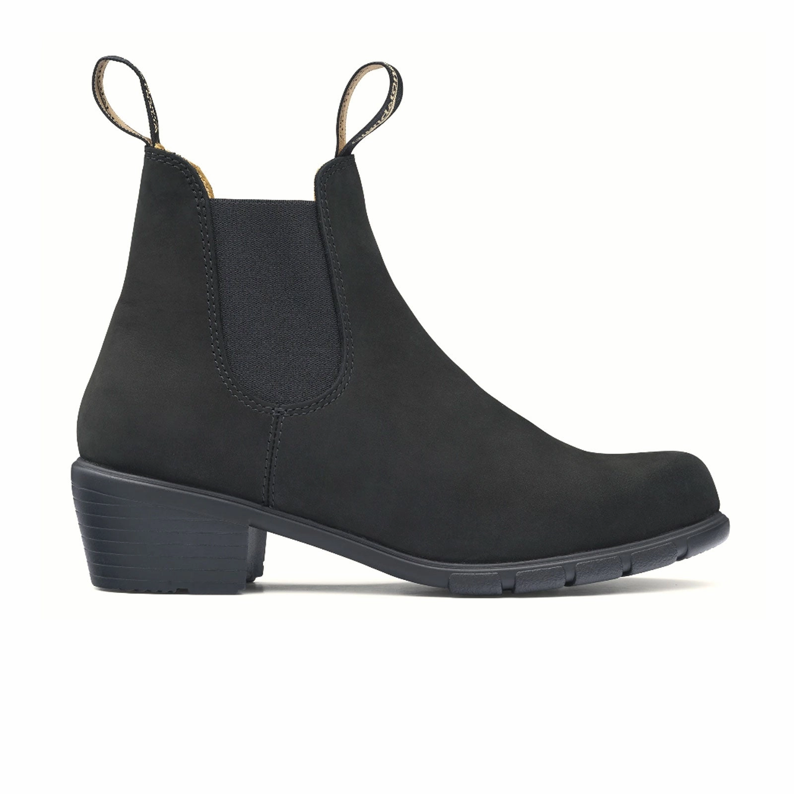 Blundstone 1960 Heeled Chelsea Boot (Women) - Black Nubuck Elastic Ankle