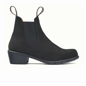 Blundstone 1960 Heeled Chelsea Boot (Women) - Black Nubuck Elastic Ankle