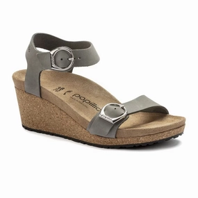 Chic Look Birkenstock Soley Ring-Buckle Narrow Wedge Sandal (Women) - Dove Gray Nubuck
