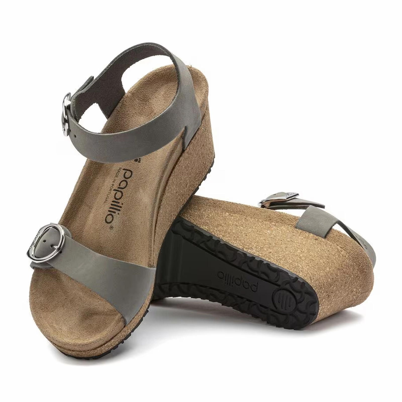 Beach Ready Feel Fresh Birkenstock Soley Ring-Buckle Narrow Wedge Sandal (Women) - Dove Gray Nubuck