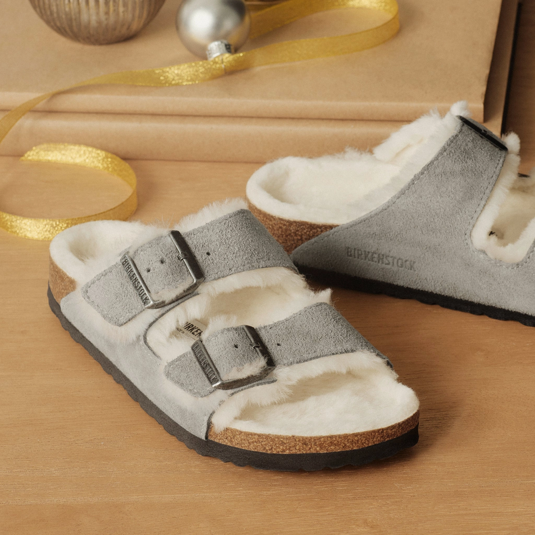 ARIZONA SHEARLING - STONE COIN - SUEDE partygoers' sandals Cushioned Midsole