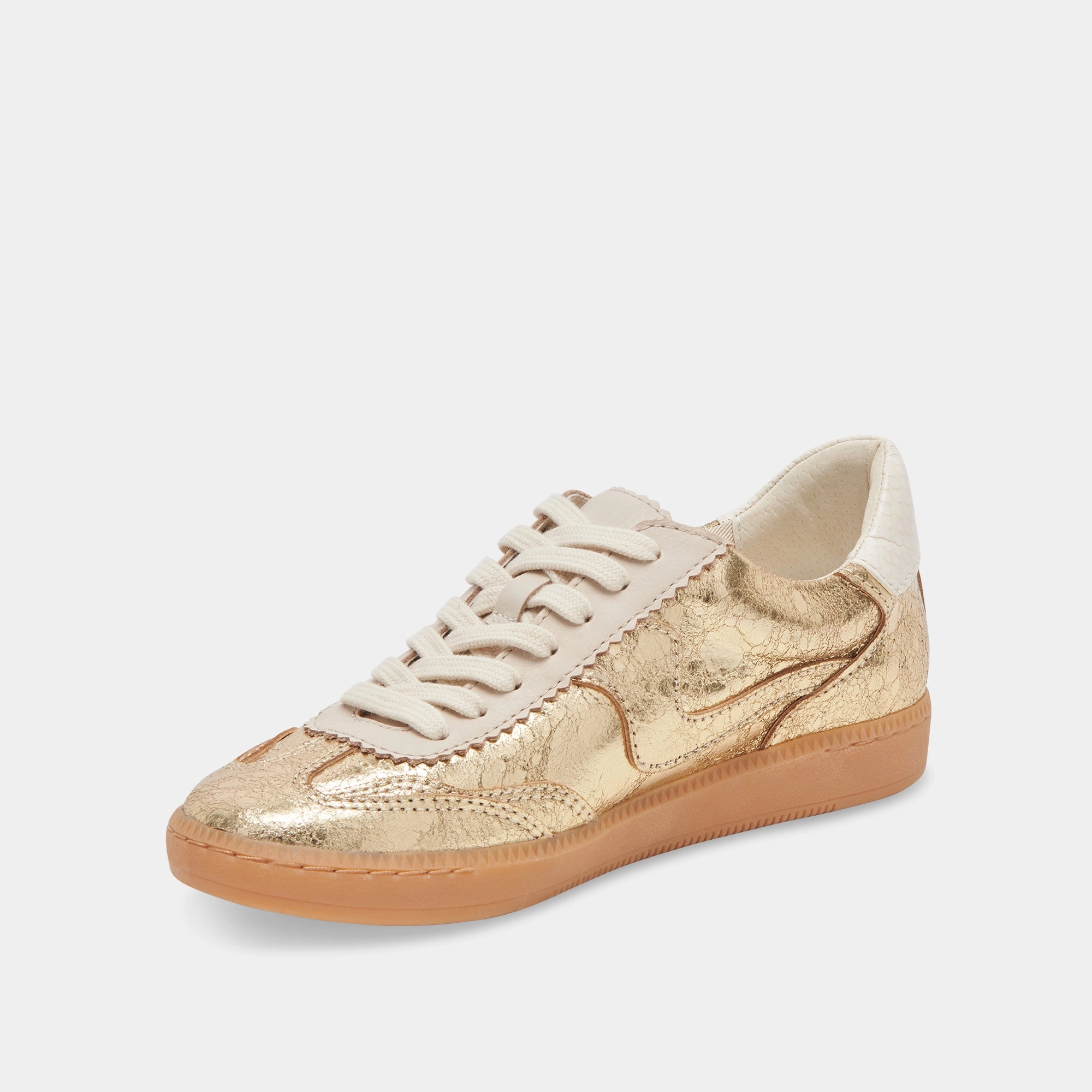Fashionable Beach Footwear Hydrophobic Upper Material NOTICE WIDE SNEAKERS GOLD DISTRESSED LEATHER